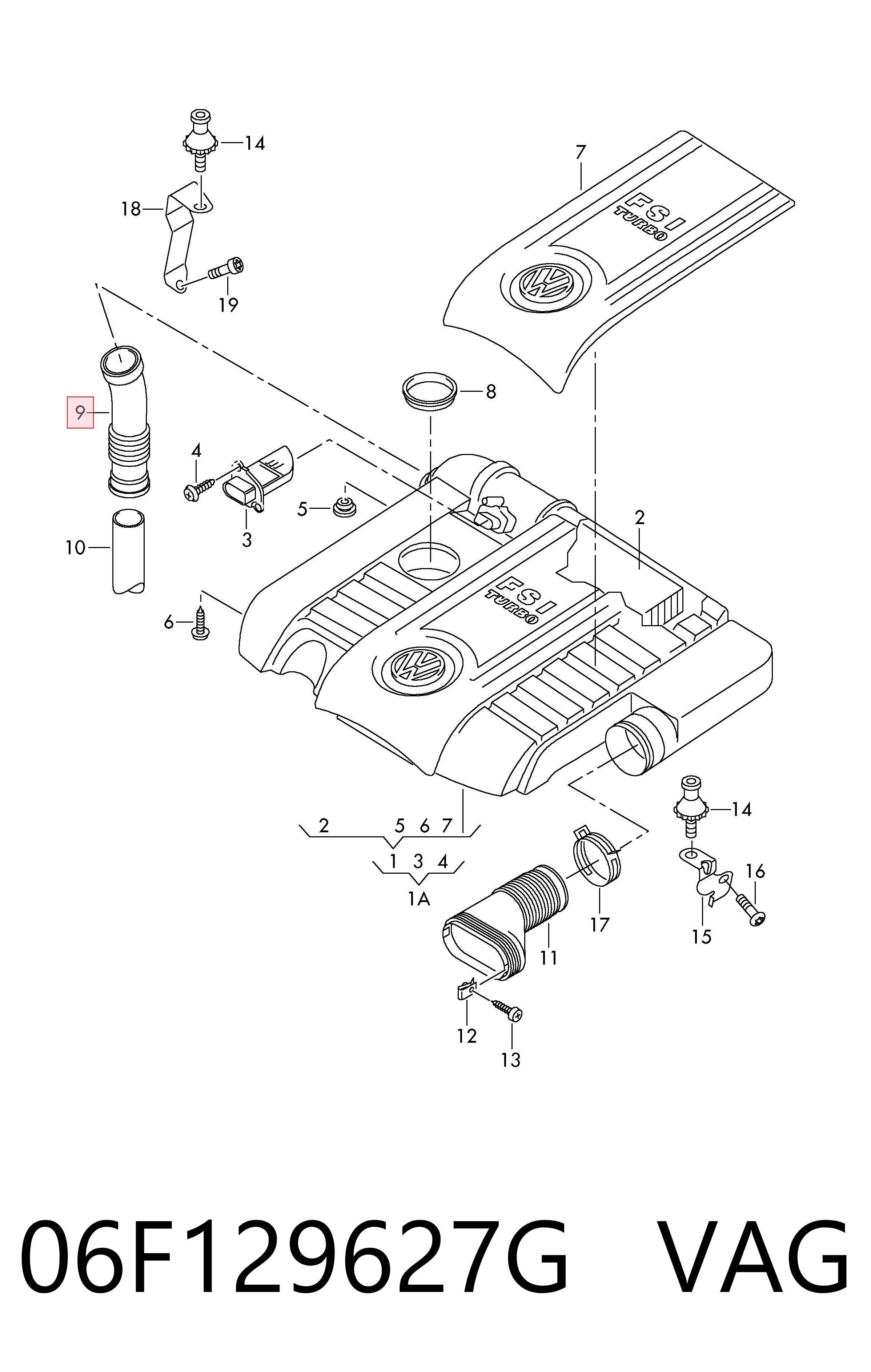 06F129627G VAG Wlot powietrza do filtra powietrza