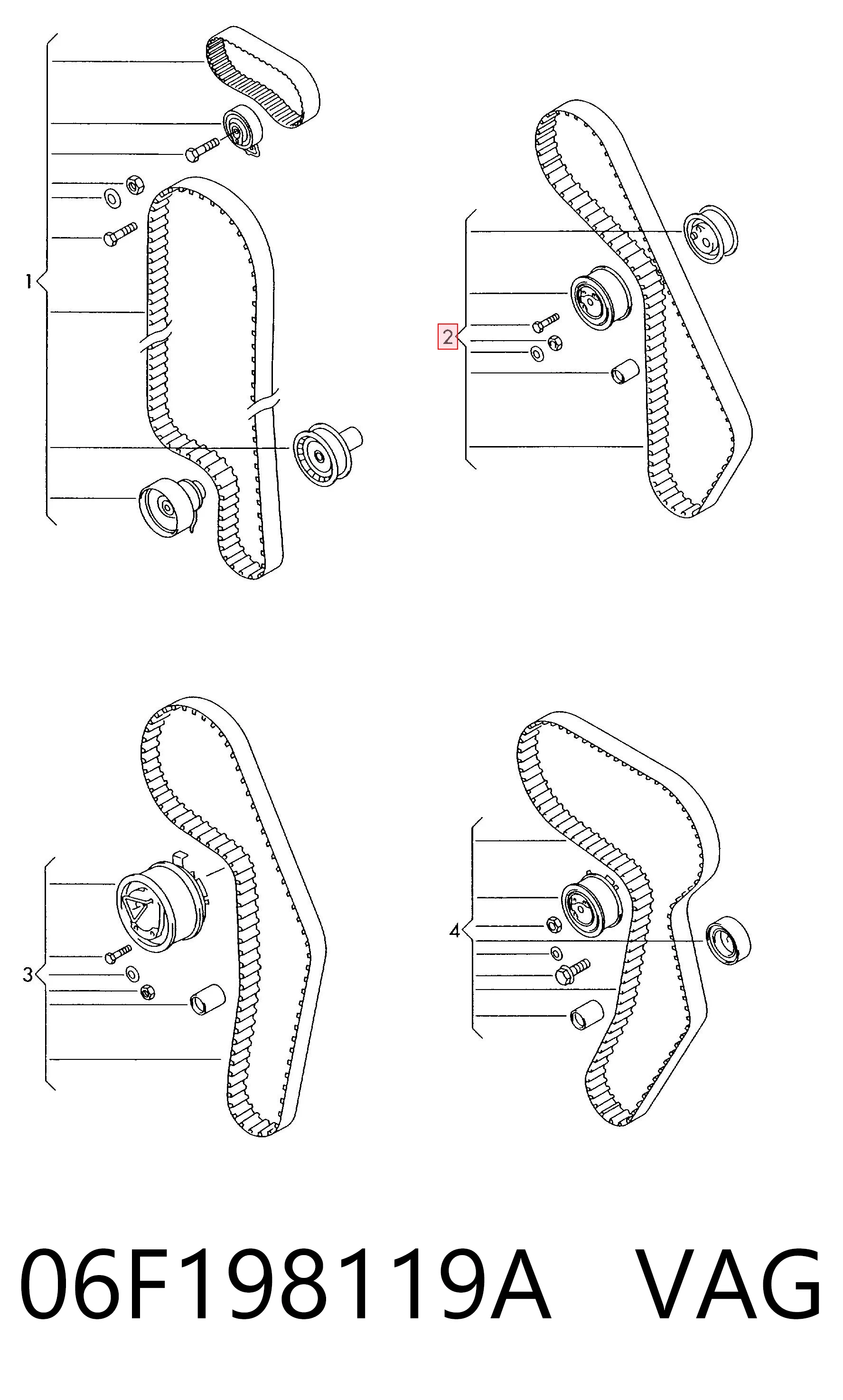 06F198119A VAG Pasek rozrządu, zestaw