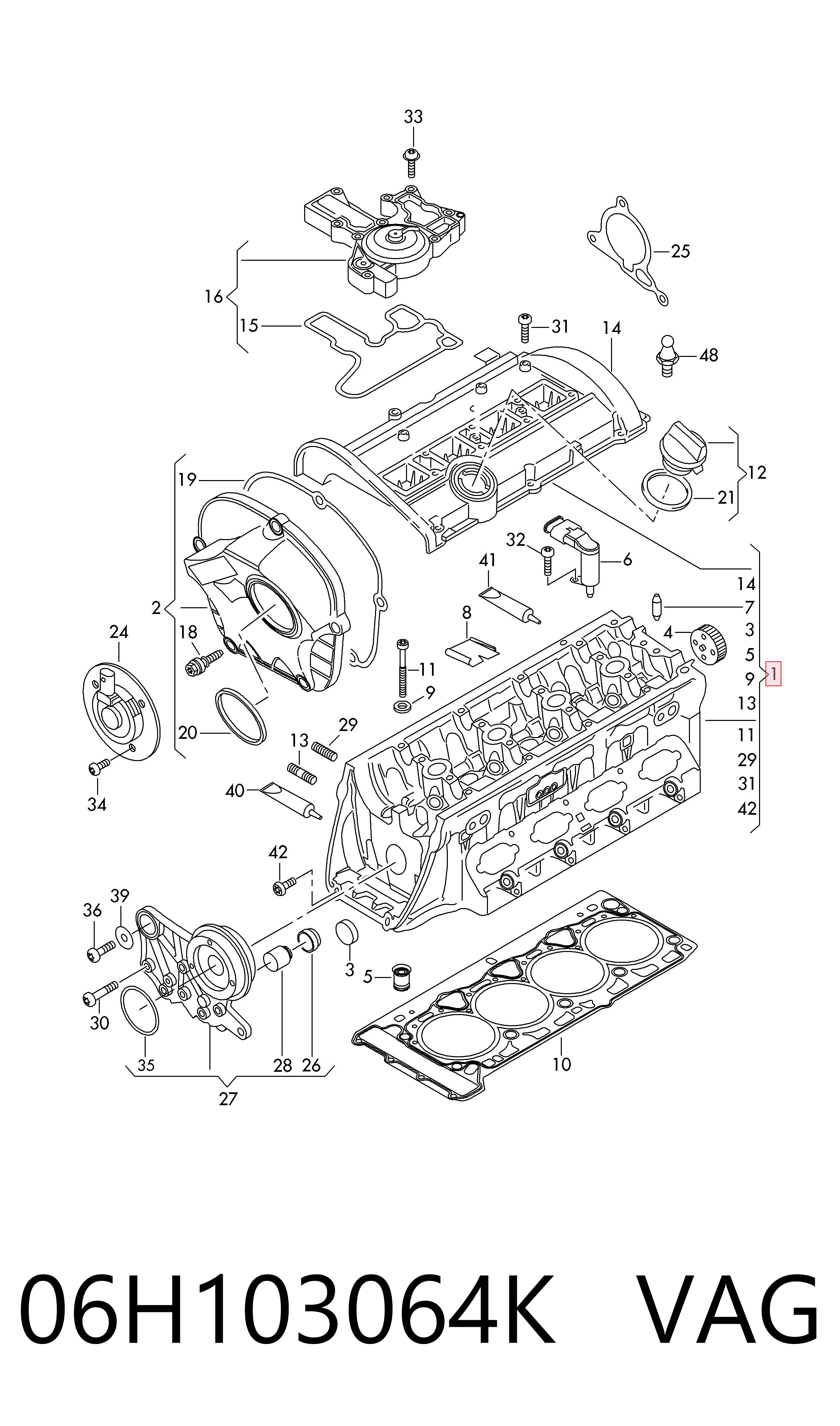 06H103064K VAG Głowica cylindrów