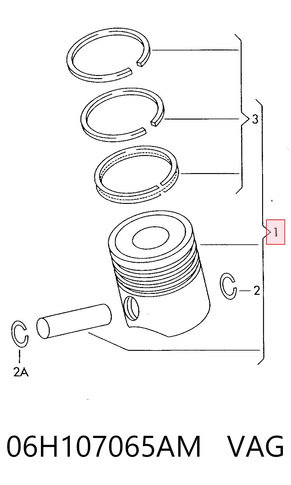 Tłok, komplet do jednego cylindru, STD VAG 06H107065AM cena, od 91,21 USD