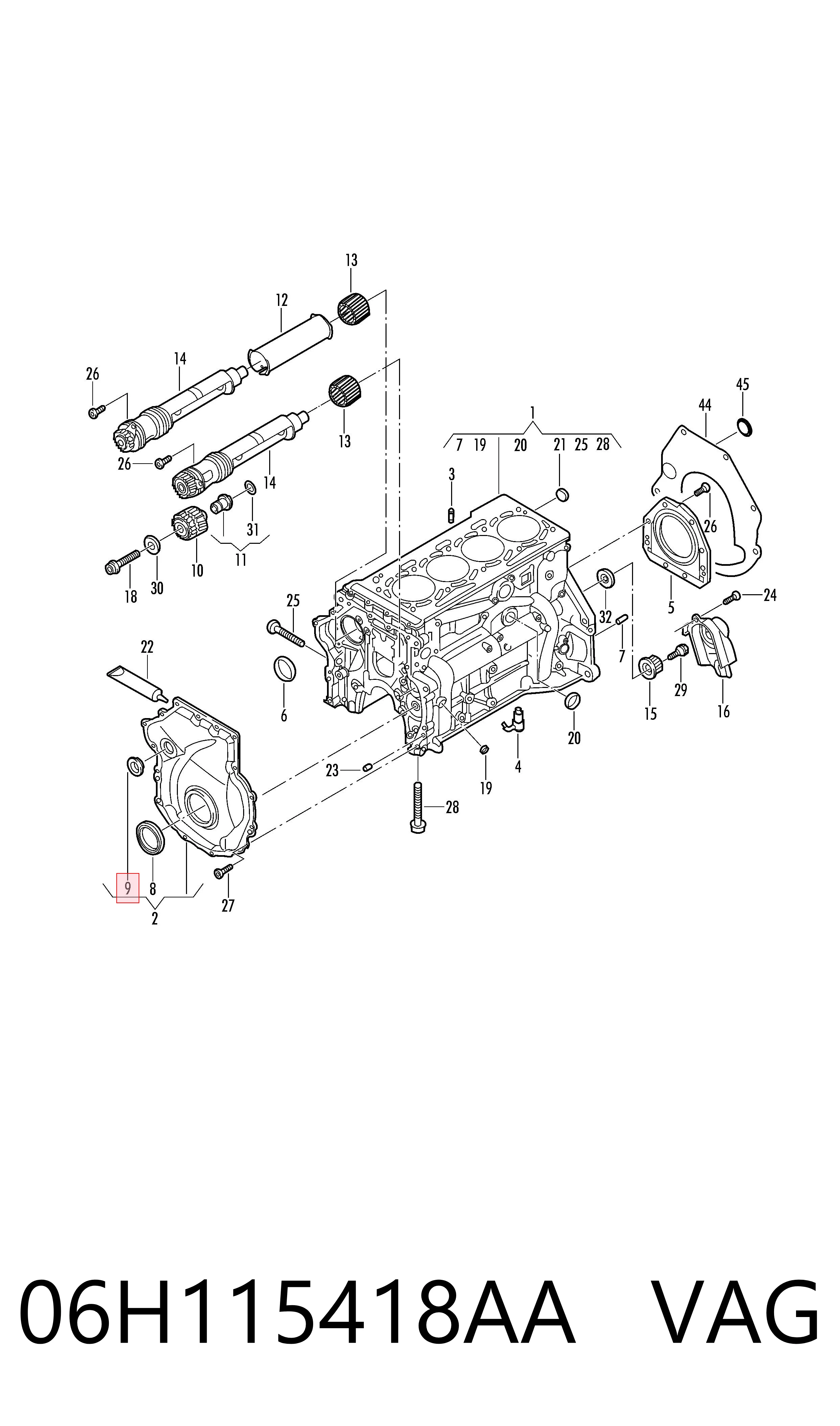 Zaślepka głowicy cylindrów/bloku cylindrów Skoda Yeti 