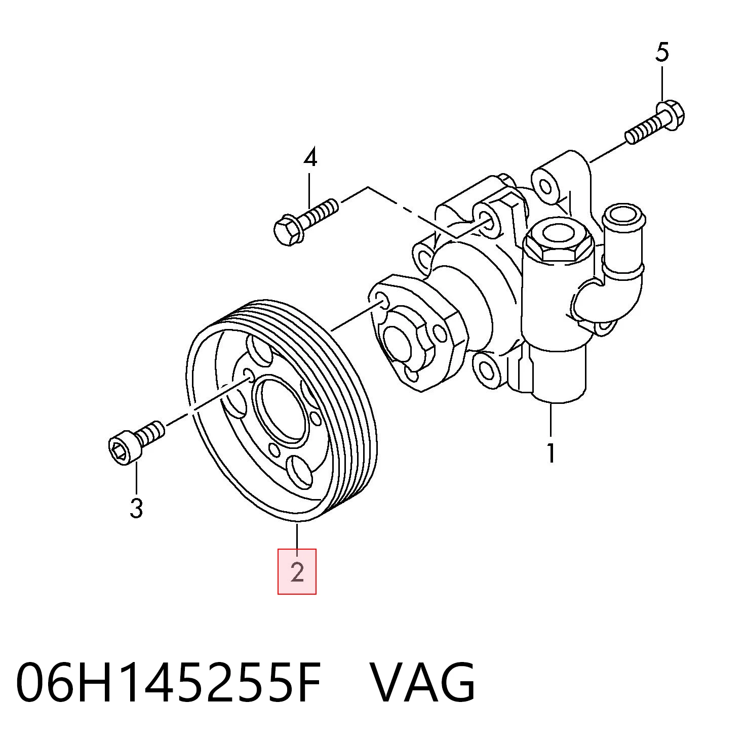 06H145255F VAG Koło pasowe pompy wspomagania hydraulicznego