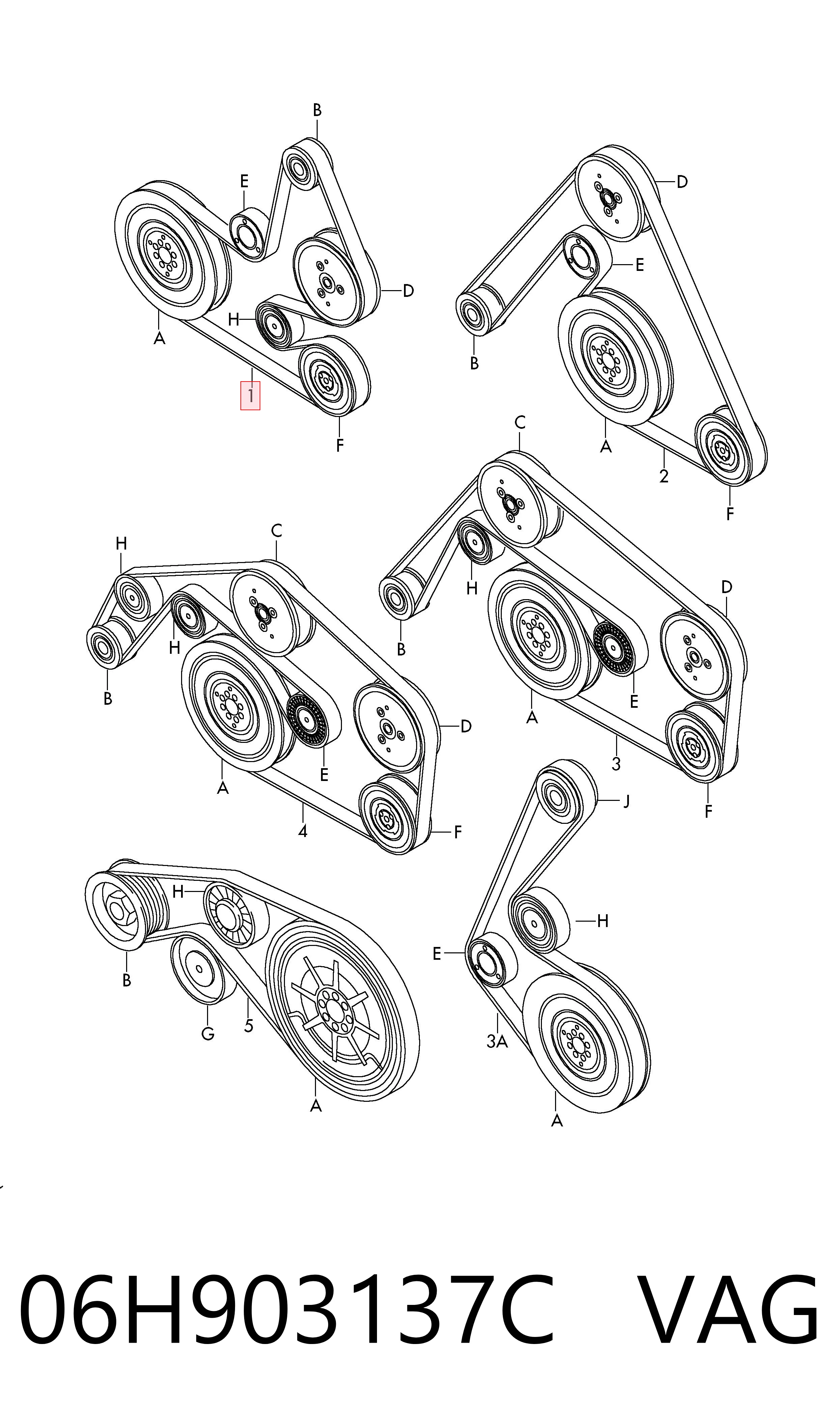 Pas napędowy mechanizmów VAG 06H903137C cena, od 16,59 USD