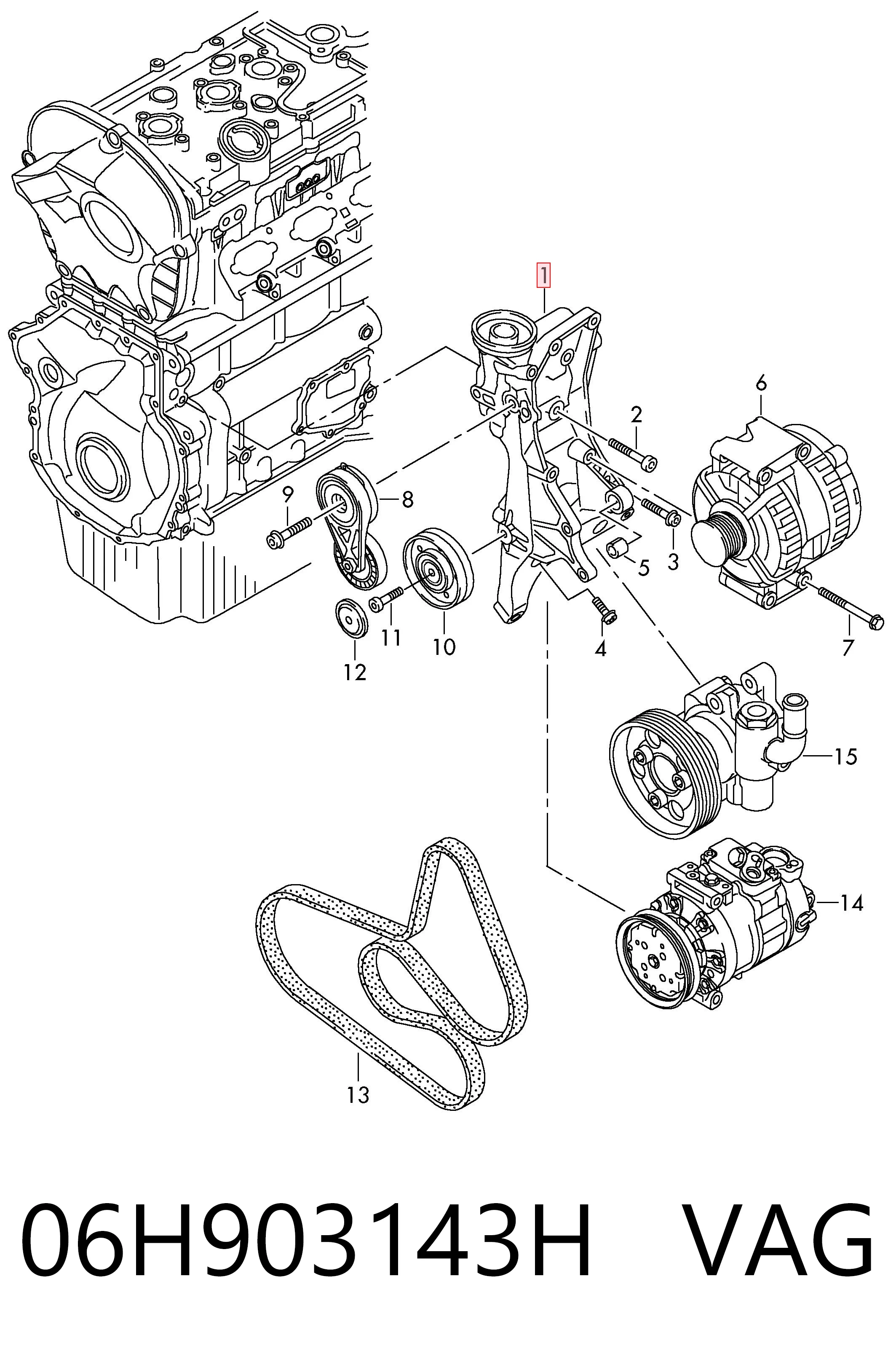Wspornik alternatora do Volkswagen AMAROK  2HA, 2HB, S1B, S6B, S7A, S7B