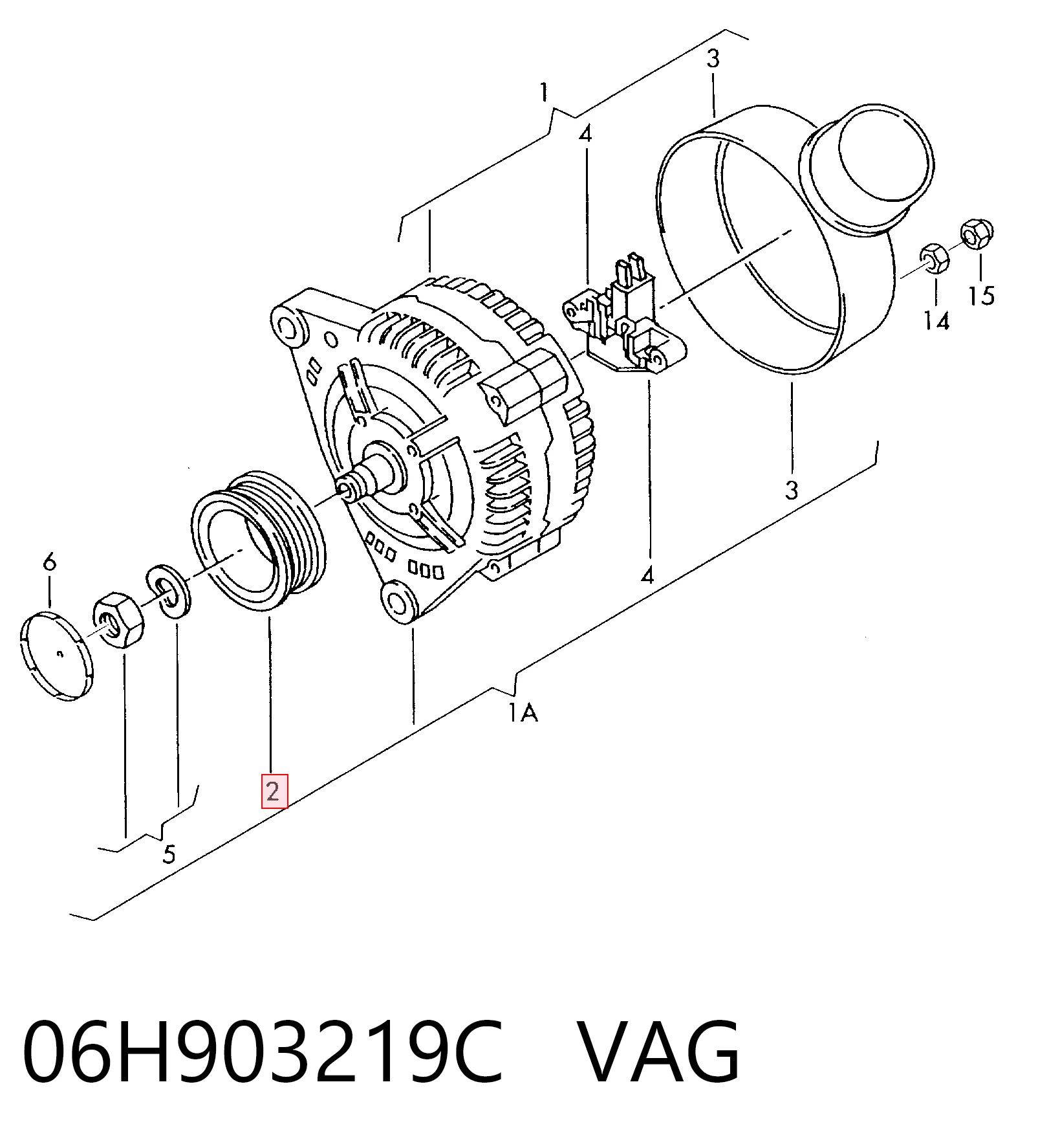 Koło pasowe alternatora VAG 06H903219C cena, od 29,45 USD