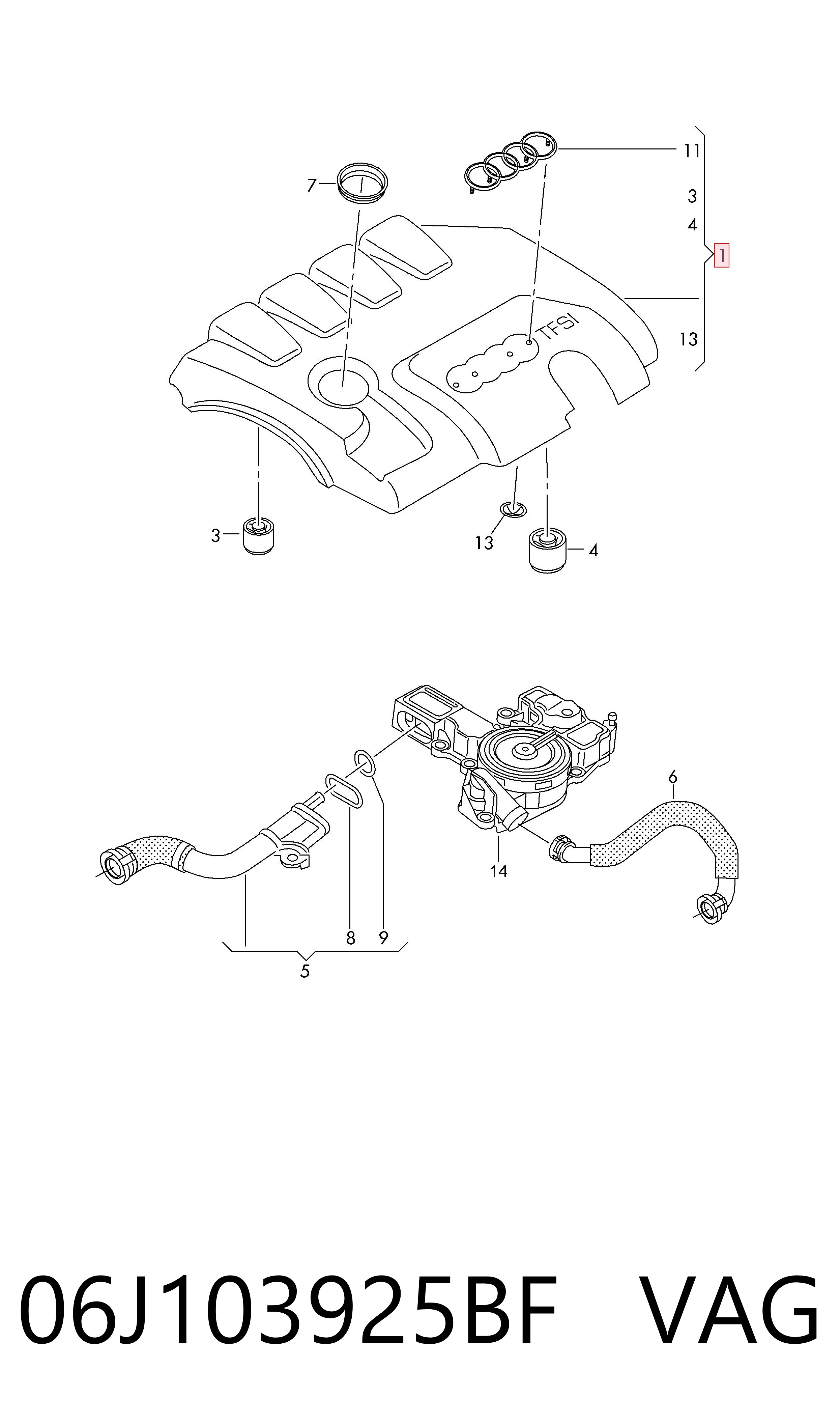 Pokrywa silnika dekoracyjna do Audi Q3  8UB, 8UG
