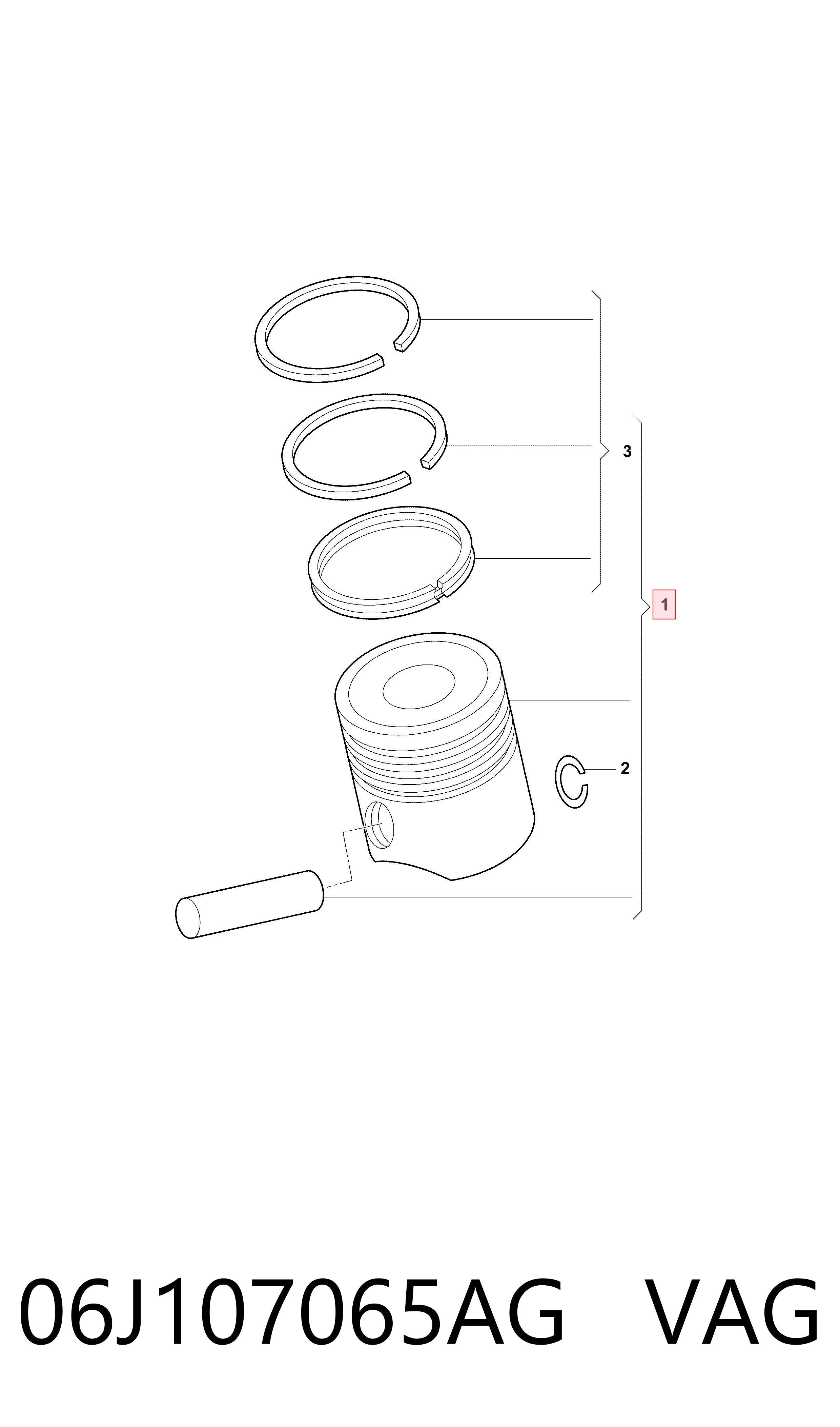 Tłok, komplet do jednego cylindru, STD 130050003800 NE/NPR
