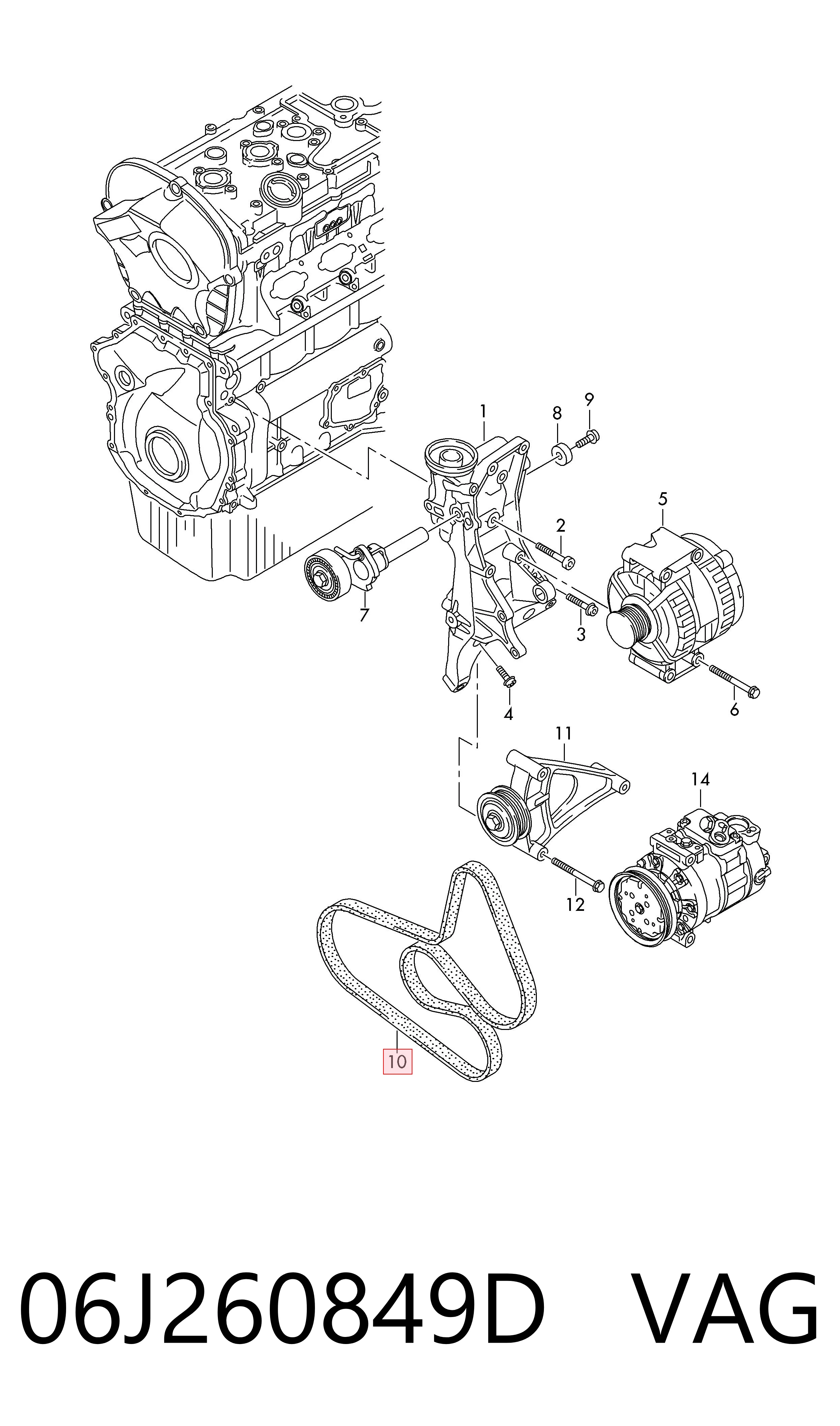 Pas napędowy mechanizmów VAG 06J260849D cena, od 15,93 USD