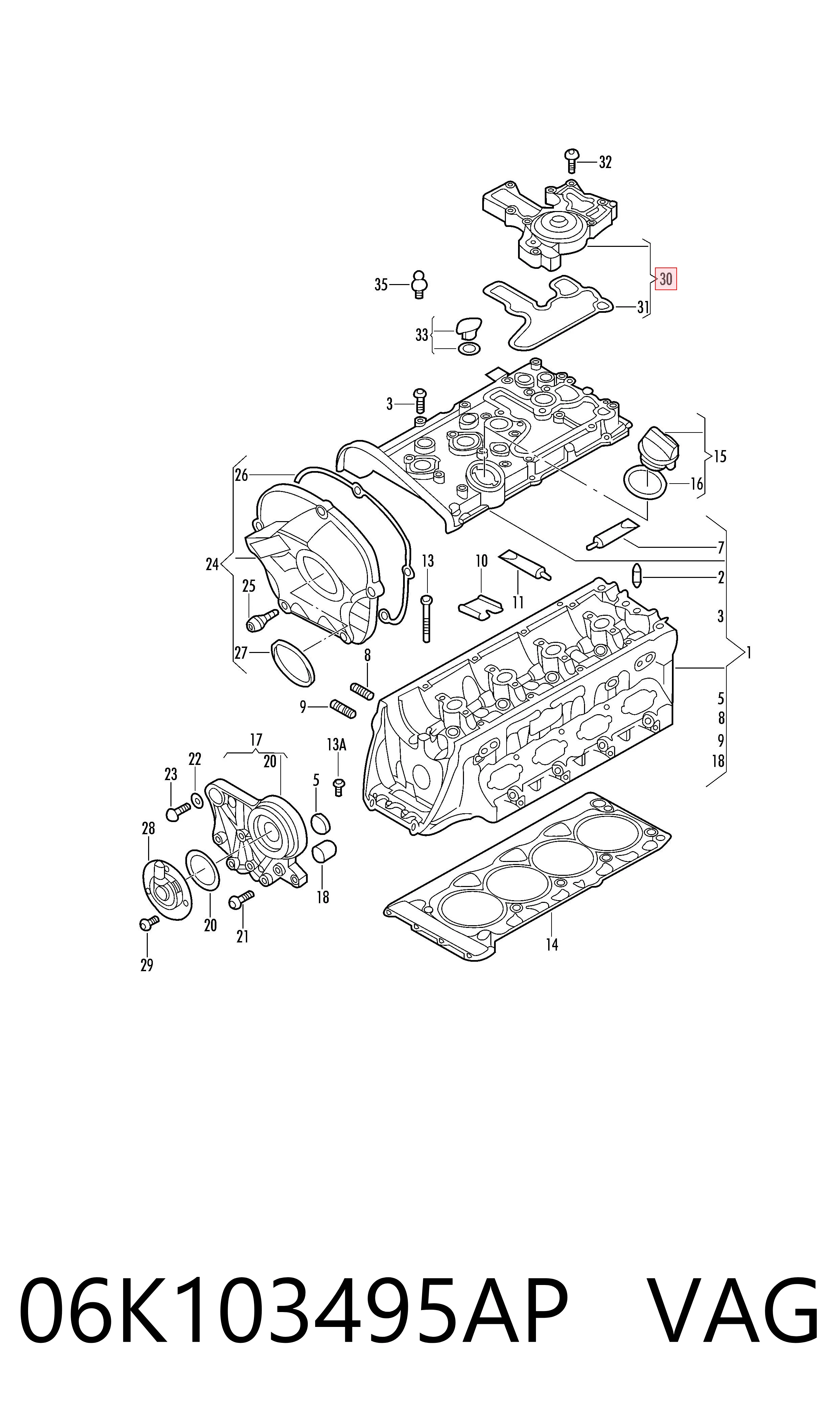 06K103495AP VAG Separator oleju układu wentylacji kadłuda (bloku silnika)
