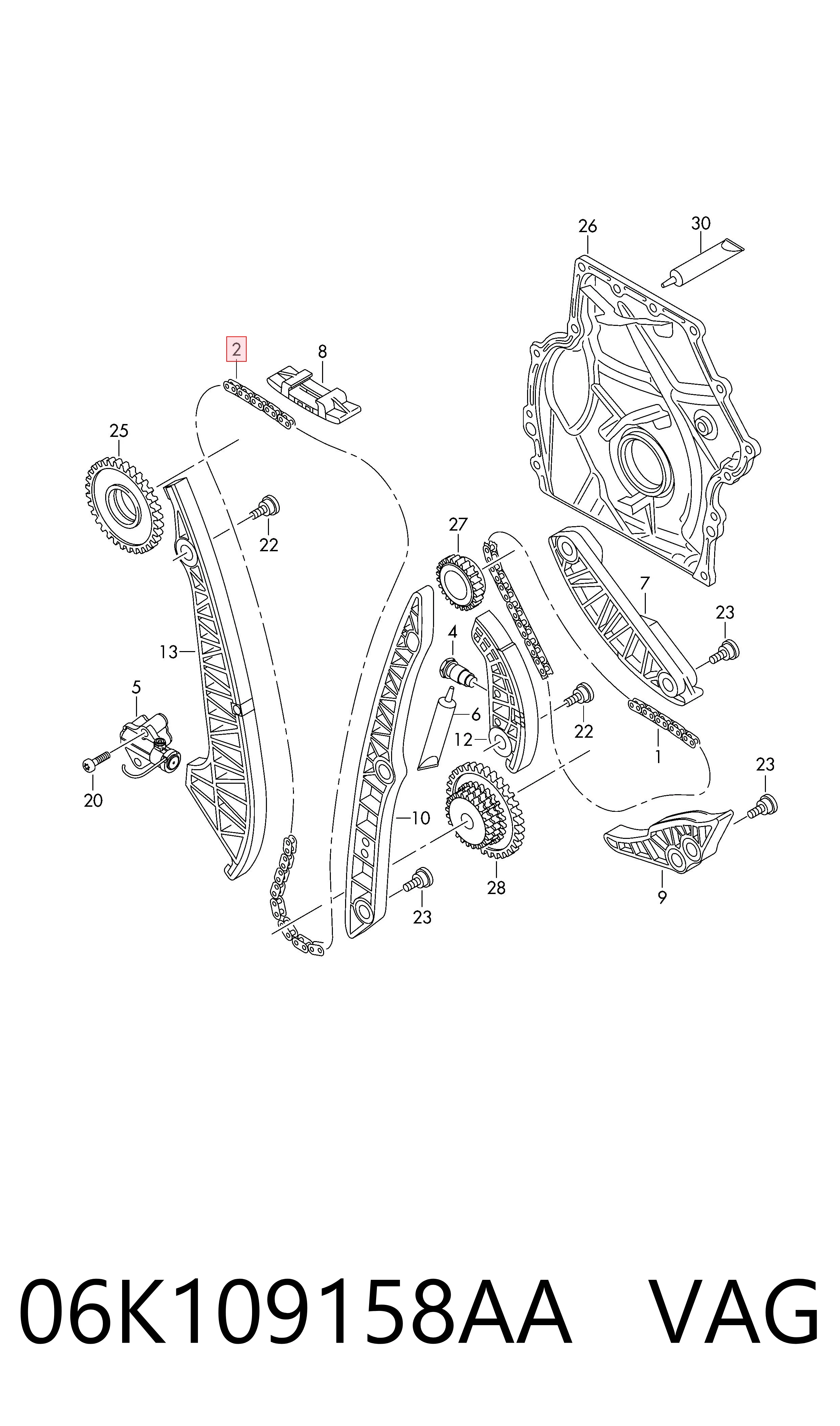 Łańcuch rozrządu Audi A6 C7 sedana (4G2, 4GC) (2010 - 2019) cena, od 73,25 USD