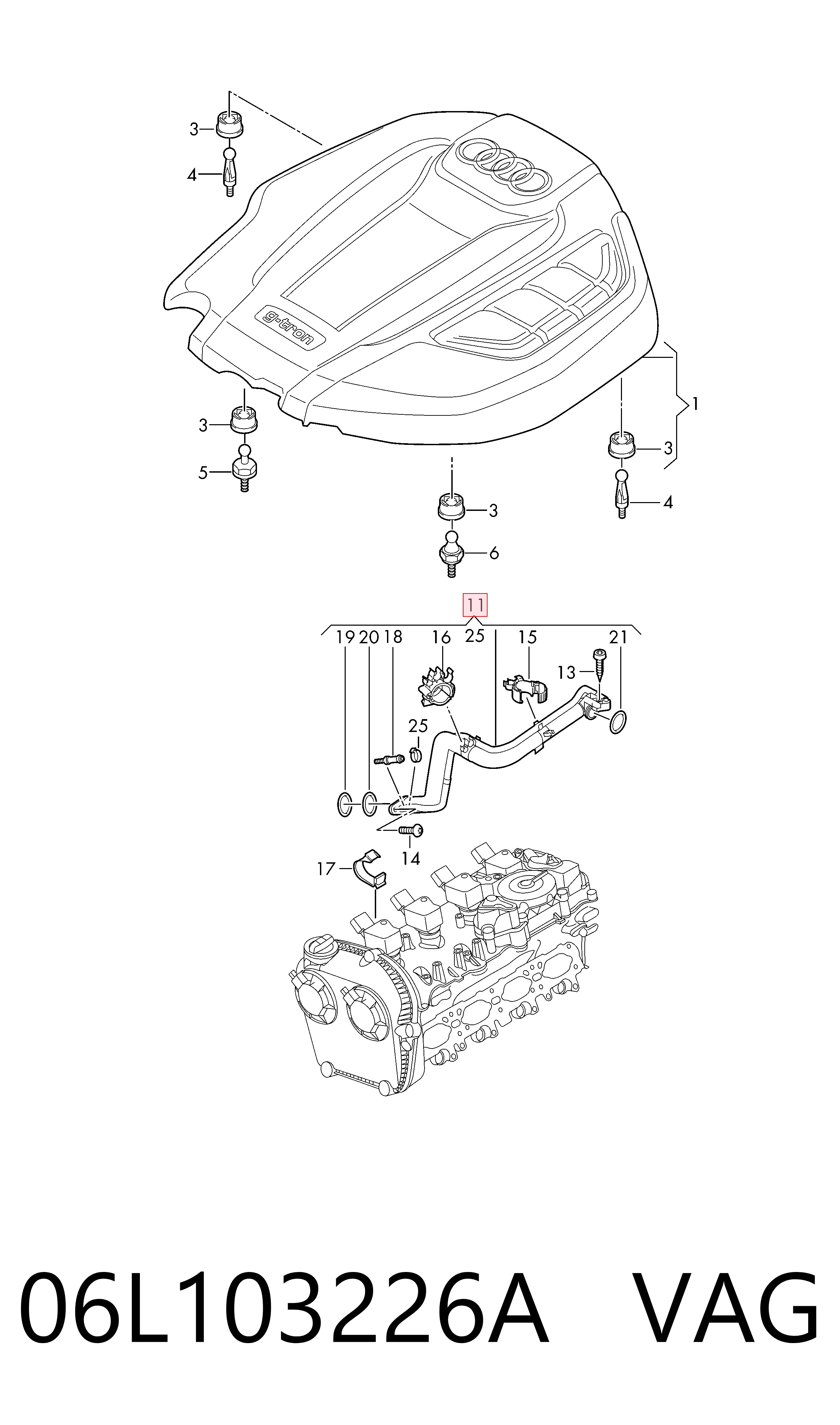 Króciec wentylacji kadłuba (separatora oleju) Audi Q7 SUV (4MB, 4MG, 4MQ) (2015 - 2026) cena, od 39,21 USD
