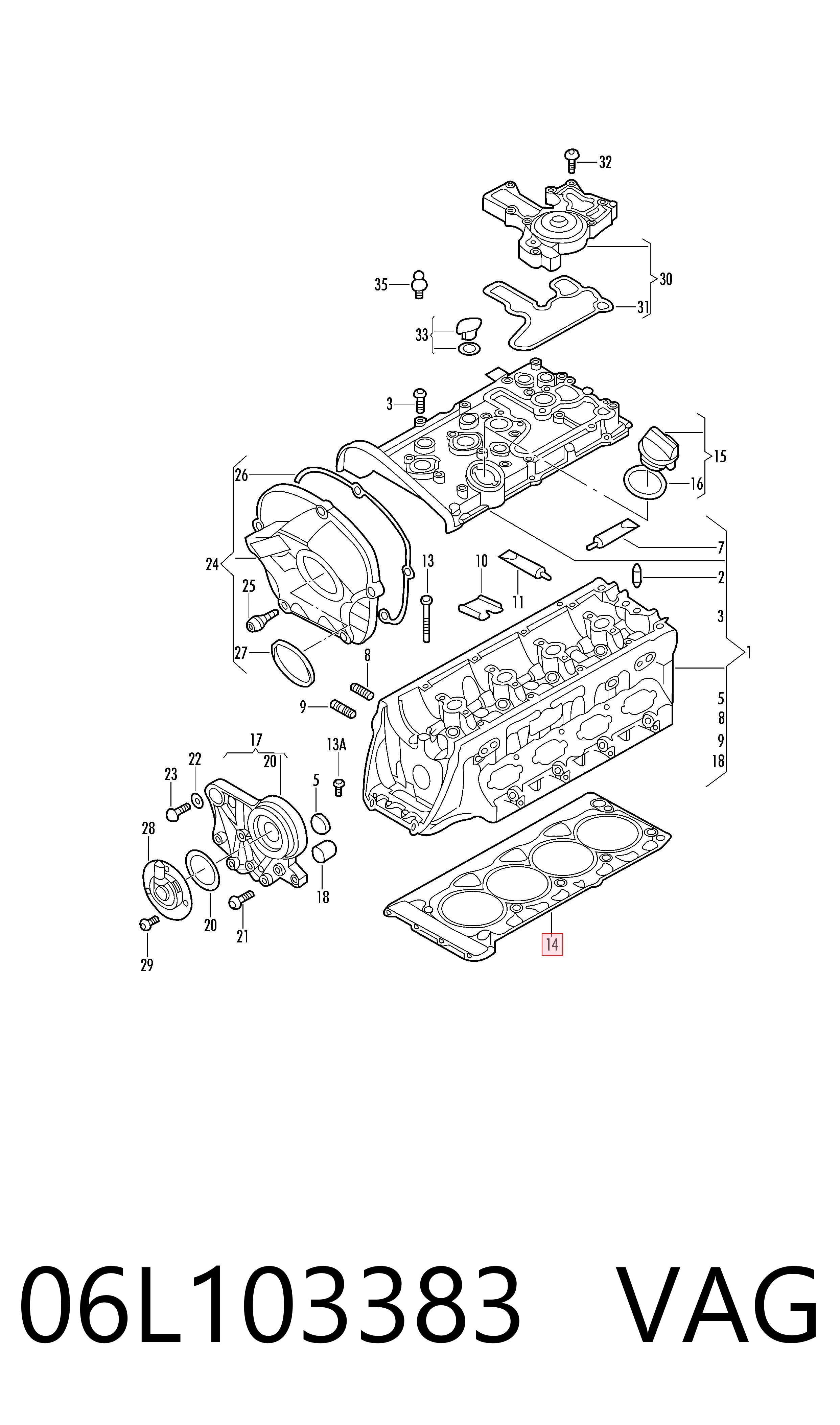06L103383 VAG Uszczelka głowicy cylindrów