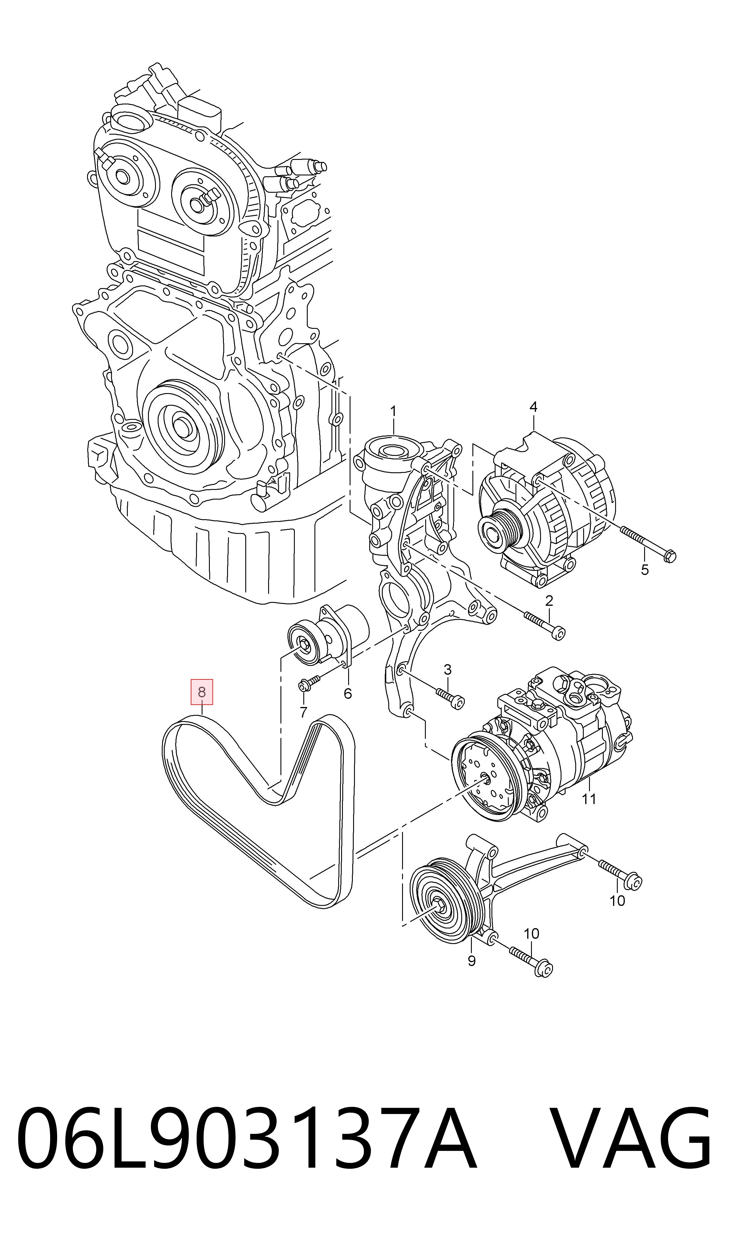 Pas napędowy mechanizmów VAG 06L903137A cena, od 15,10 USD