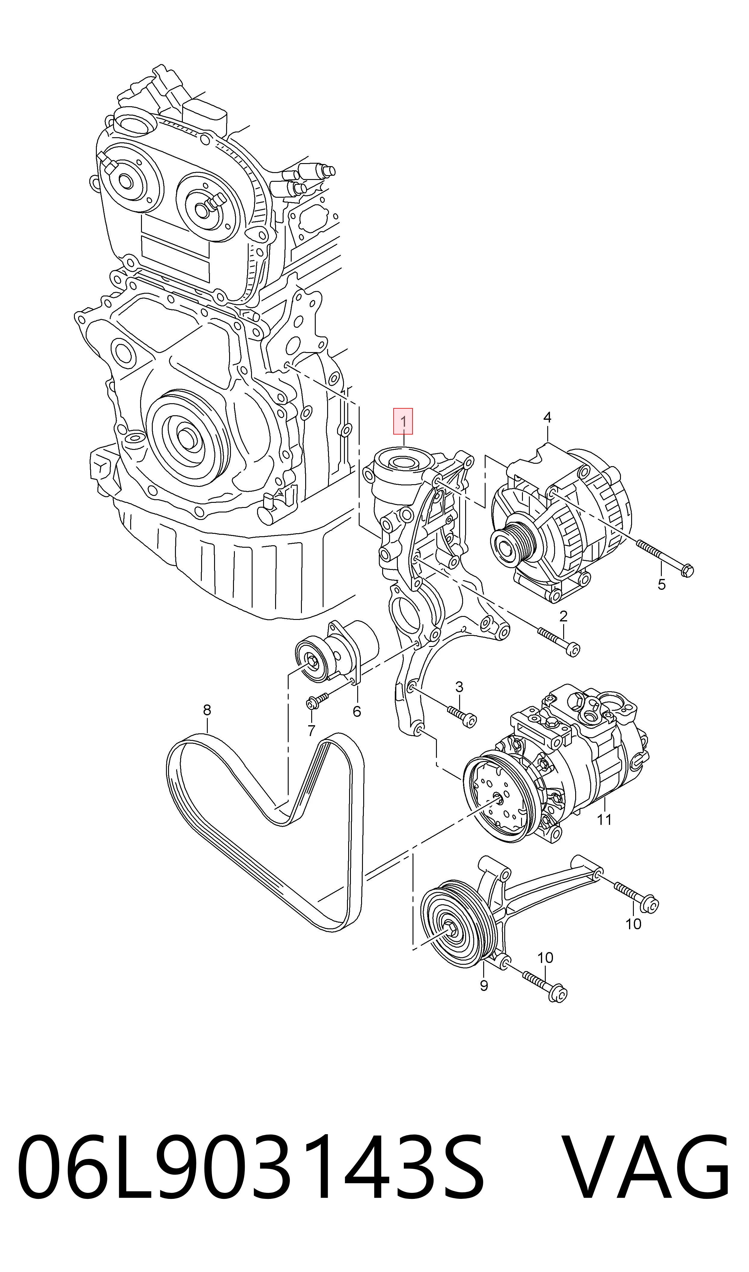 Do koszyka Wspornik alternatora Volkswagen Golf VIII CD1, DA1