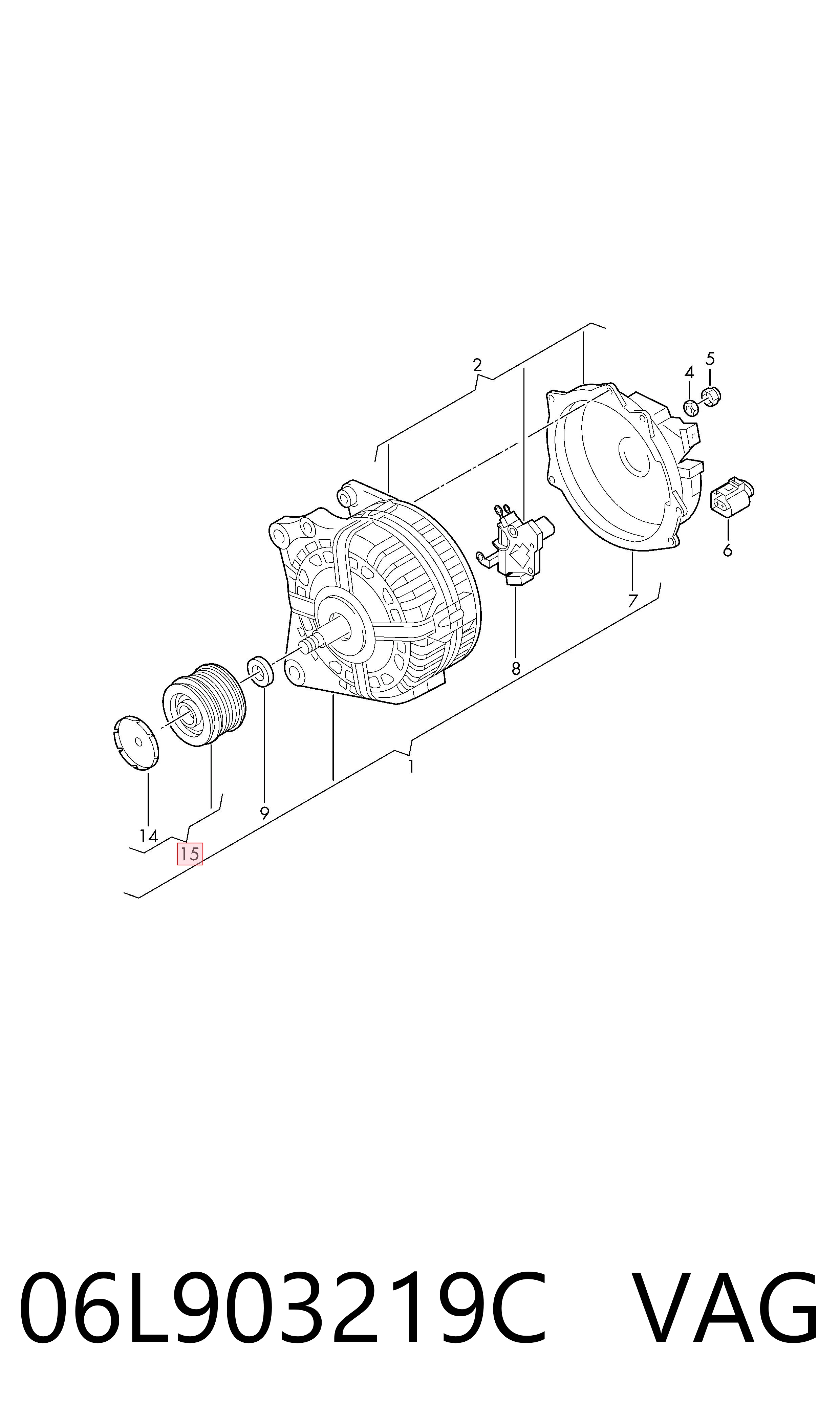 Koło pasowe alternatora VAG 06L903219C cena, od 37,34 USD