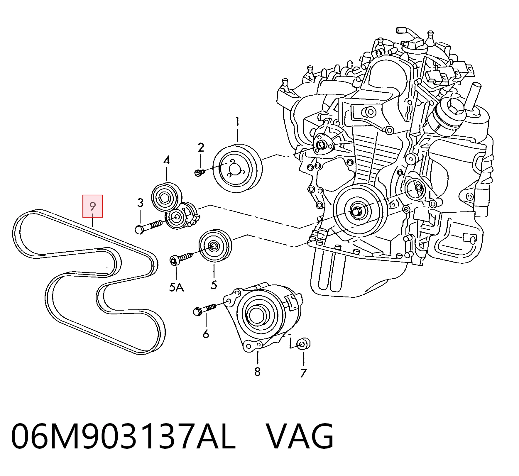 06M903137AL VAG Pas napędowy mechanizmów