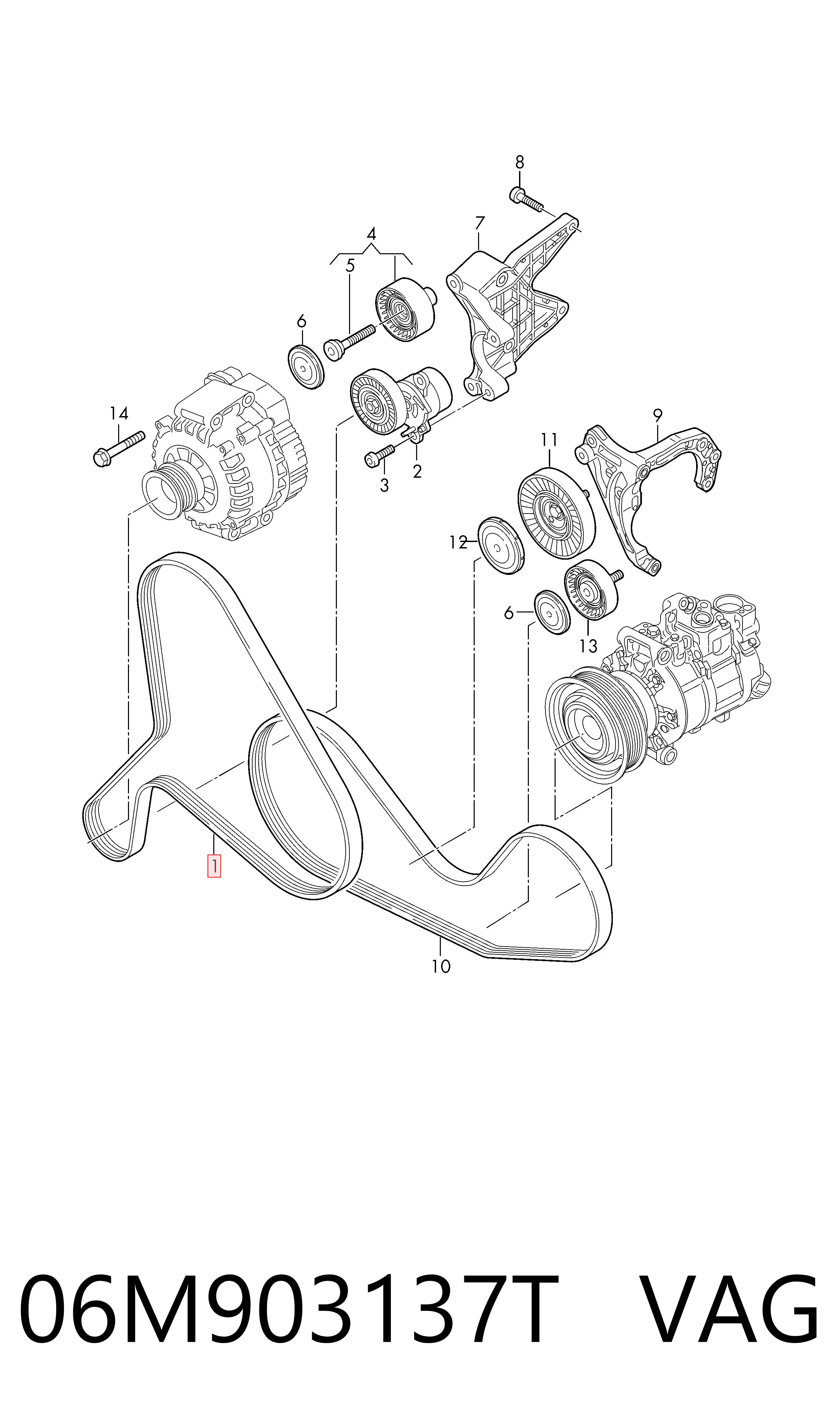 Pas napędowy mechanizmów VAG 06M903137T cena, od 17,79 USD