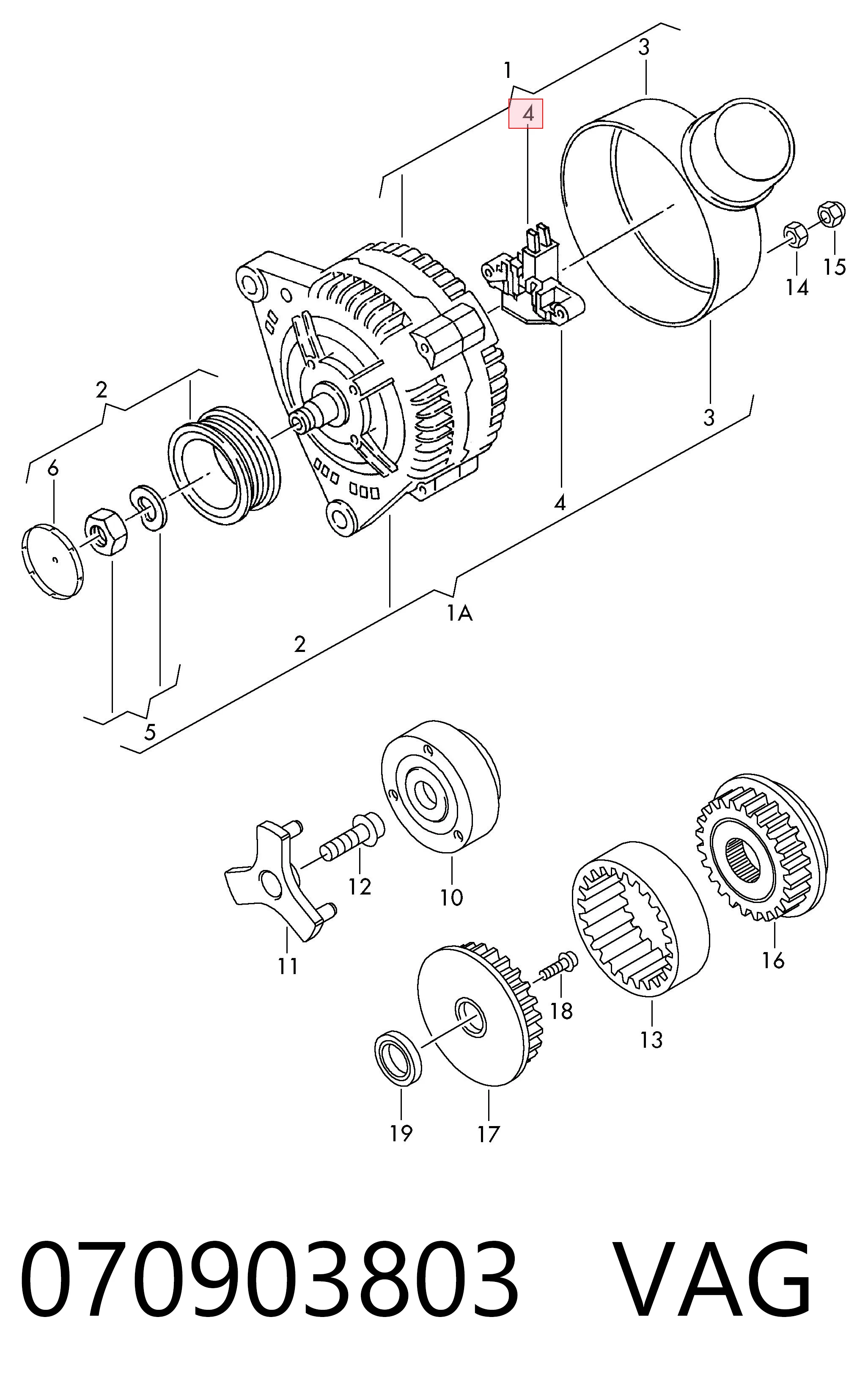 070903803 VAG Regulator alternatora (przekaźnik ładowania)