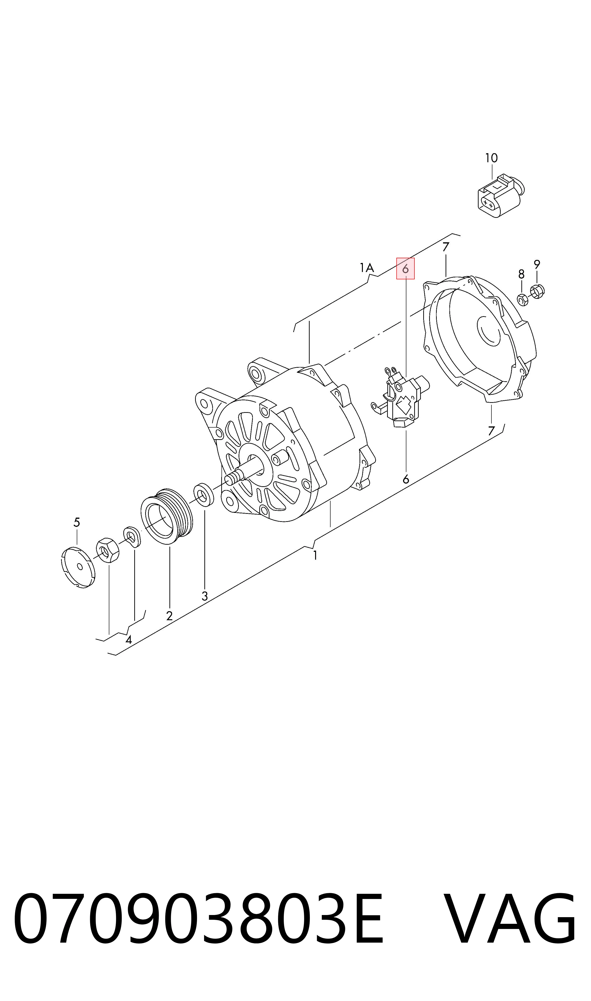 070903803E VAG Regulator alternatora (przekaźnik ładowania)