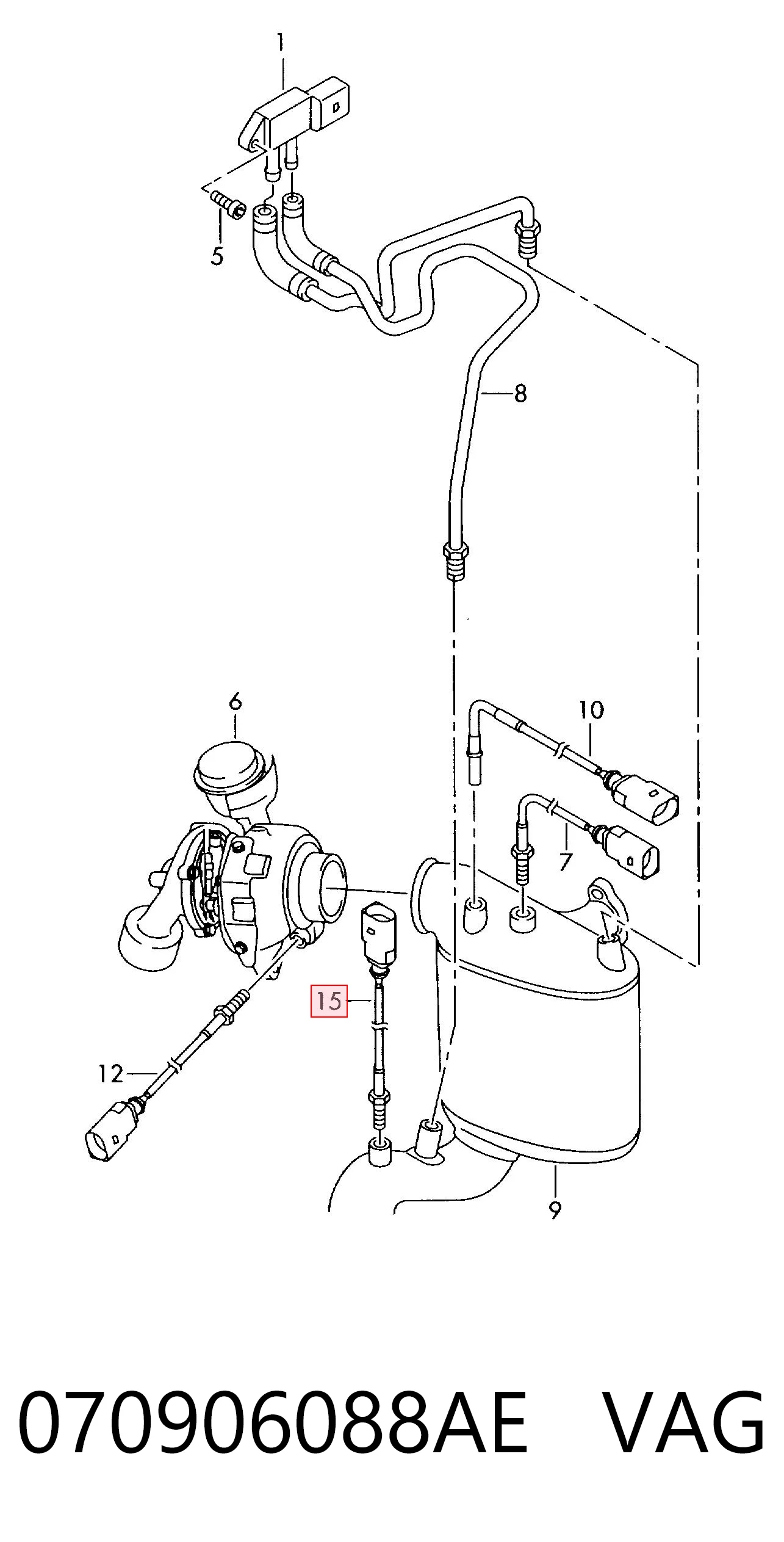 070906088AE VAG Czujnik temperatury spalin po filtrze cząstek stałych