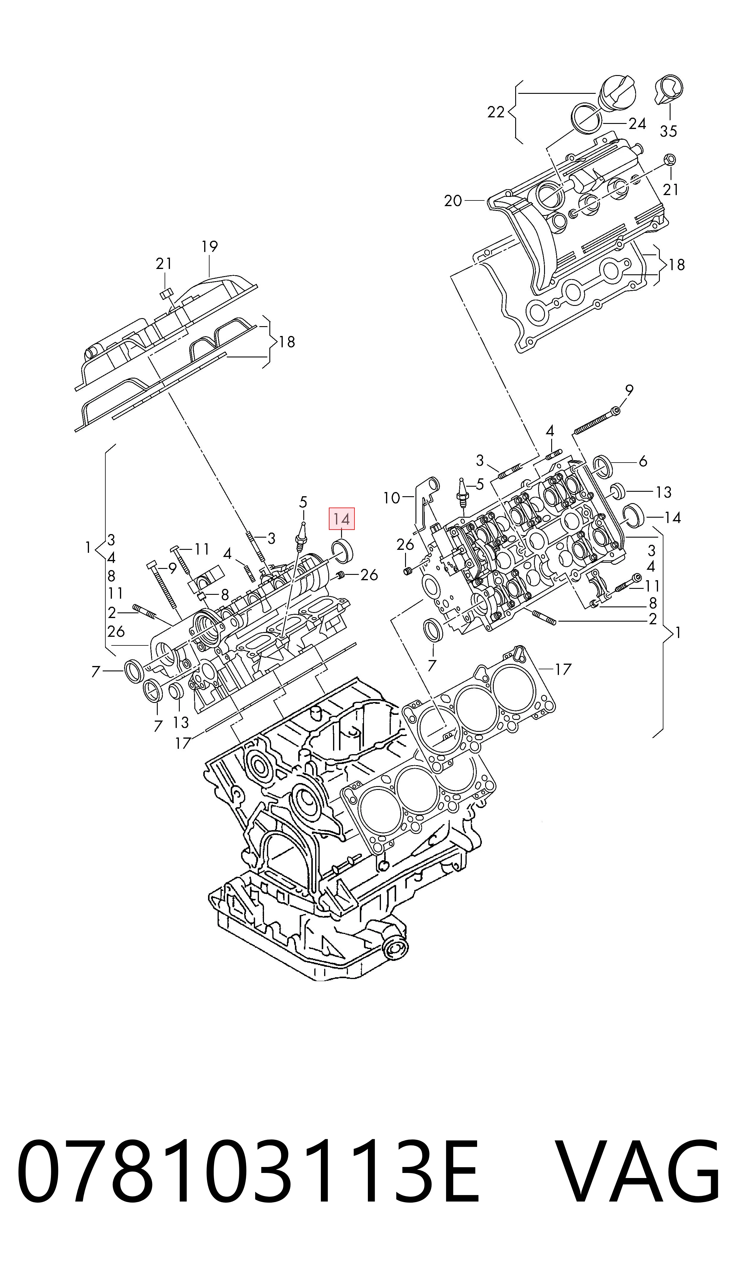 Do koszyka Zaślepka głowicy cylindrów/bloku cylindrów Audi A6 C5 4B2, 4B4