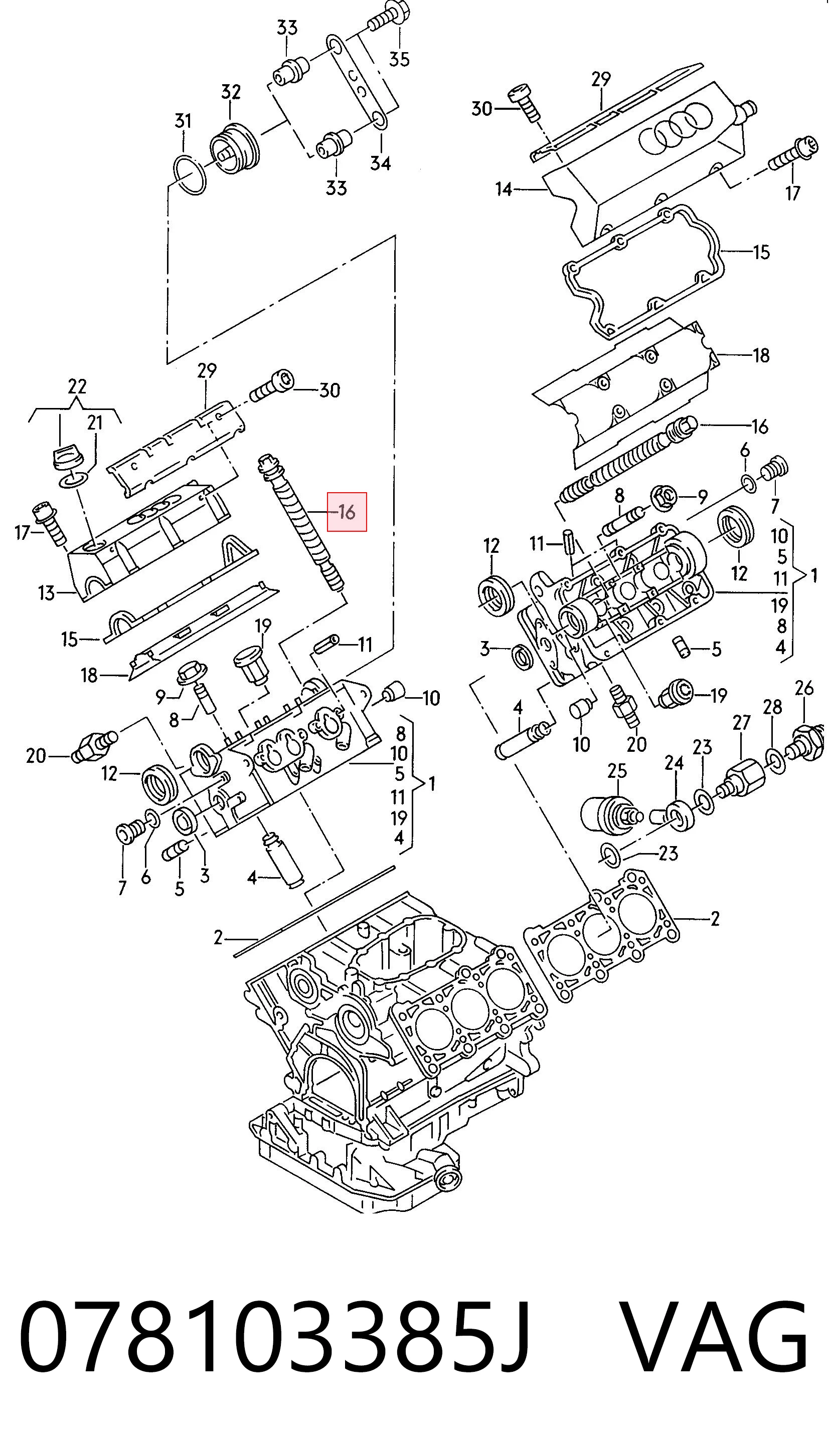 078103385J VAG Śruba głowicy cylindrów