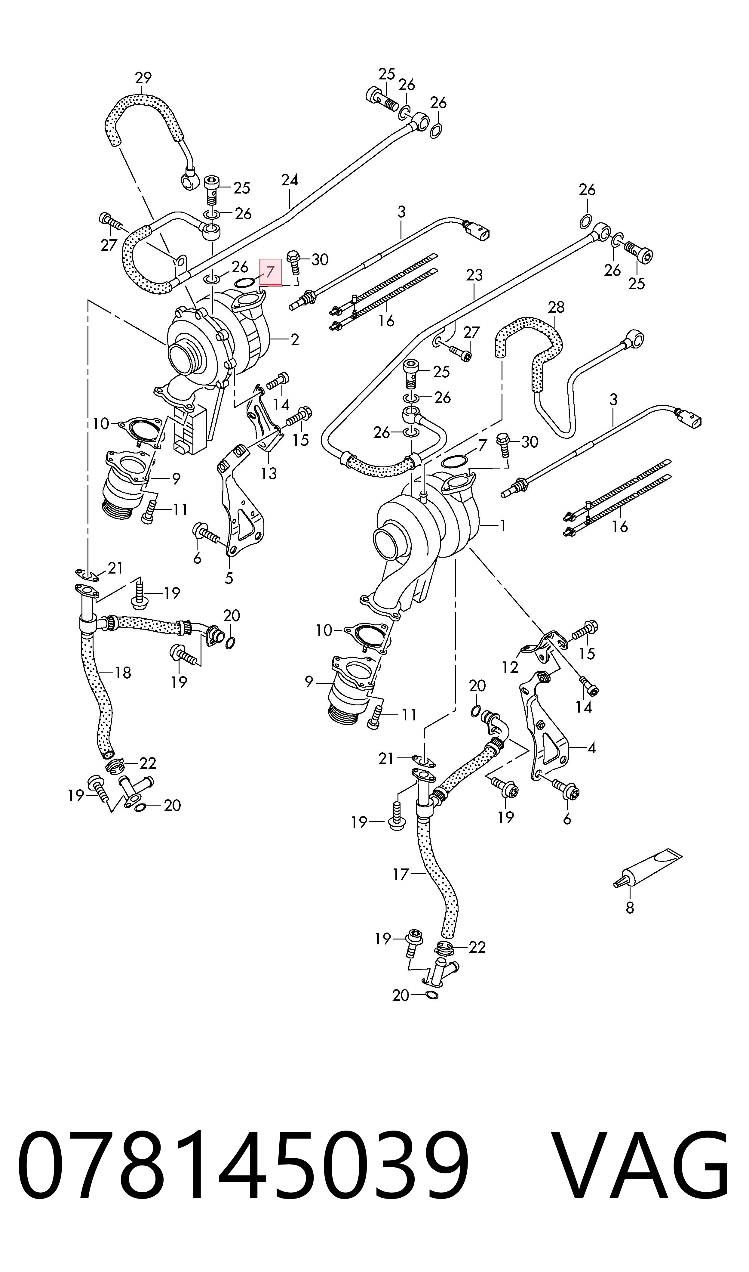 078145039 VAG Uszczelka turbiny spalin, wlot