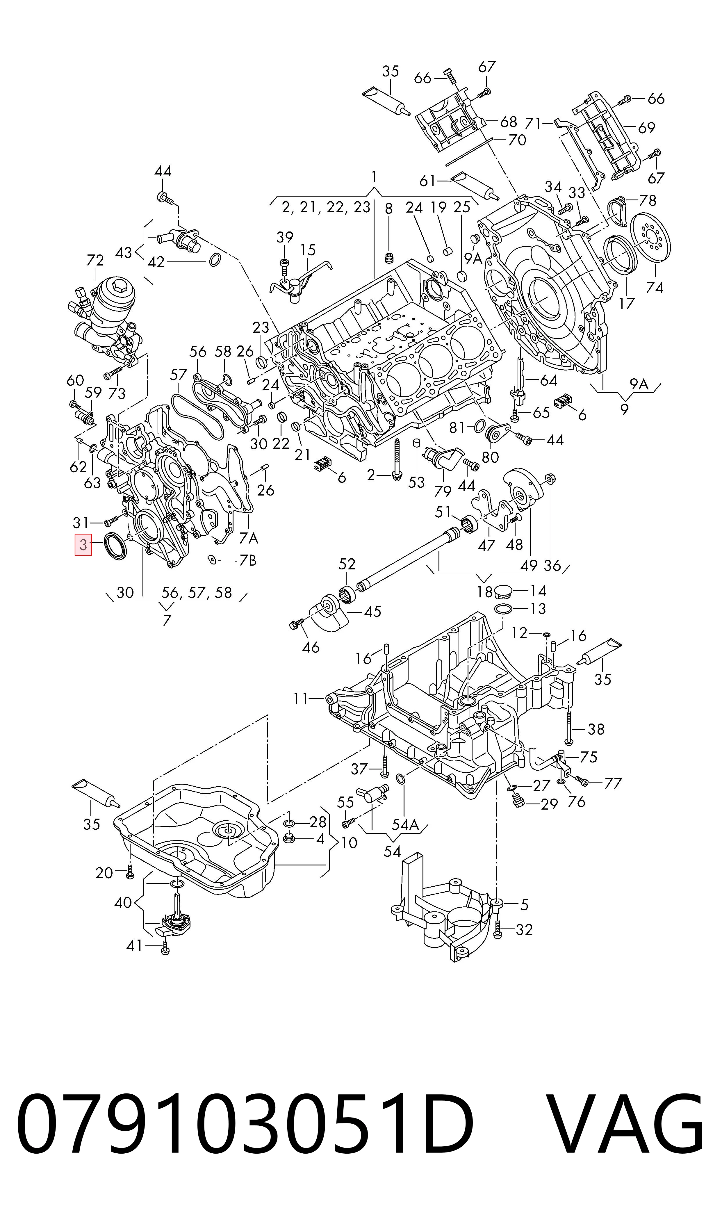 Uszczelniacz wału korbowego przedni K68029523AA Fiat/Alfa/Lancia