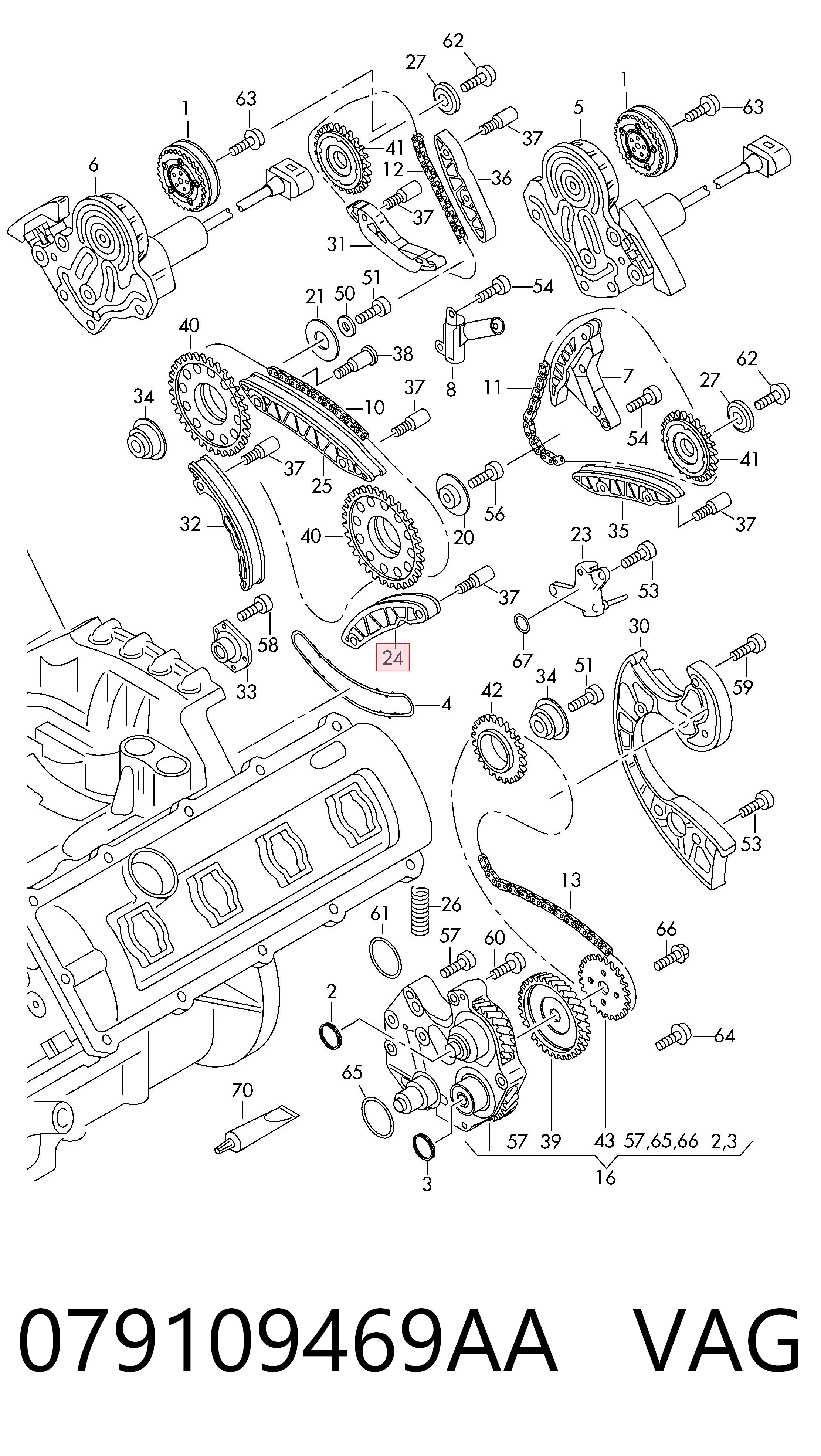 Łańcuch rozrządu, zestaw VAG 079109469AA cena, od 148,21 USD