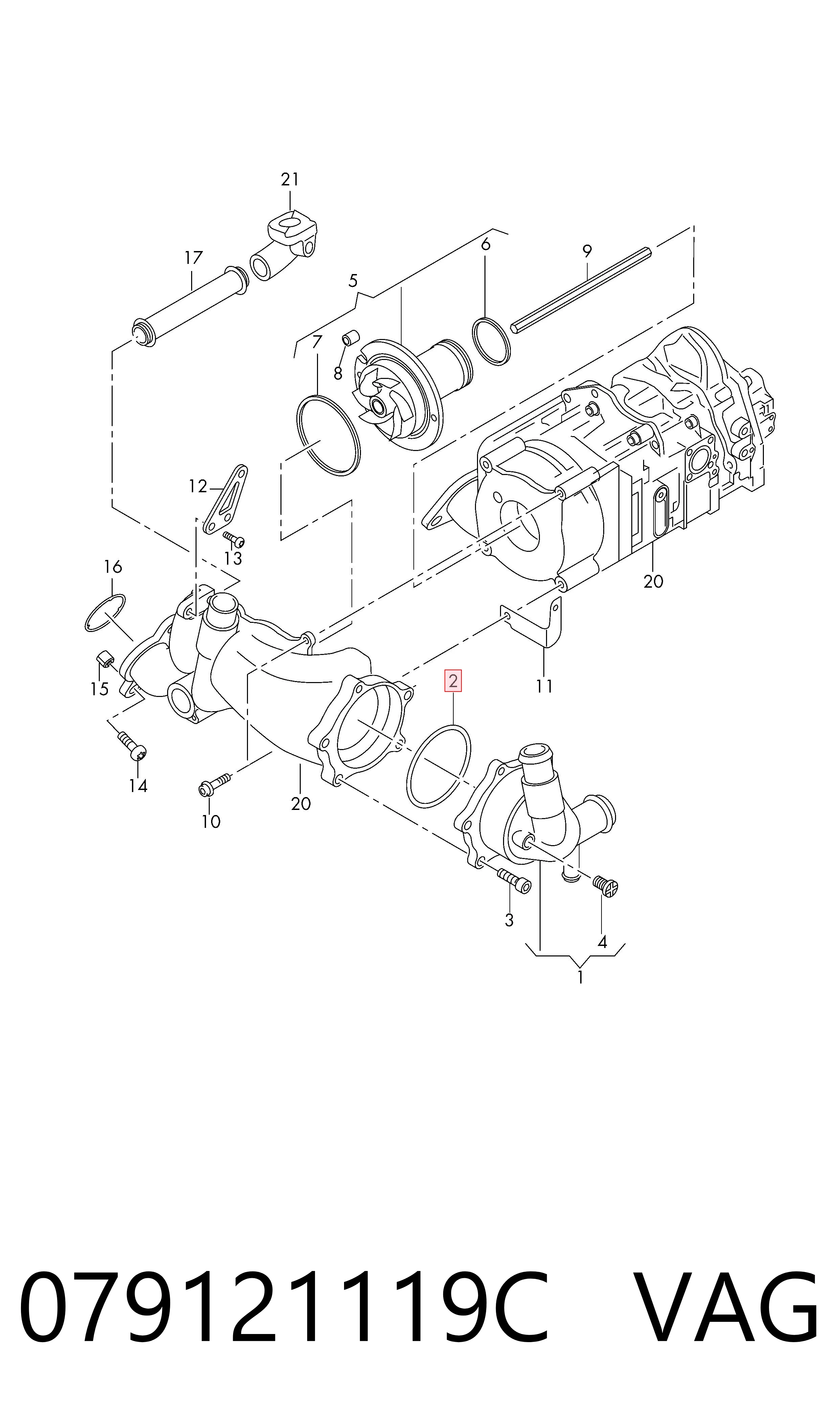 079121119C VAG Uszczelka termostatu