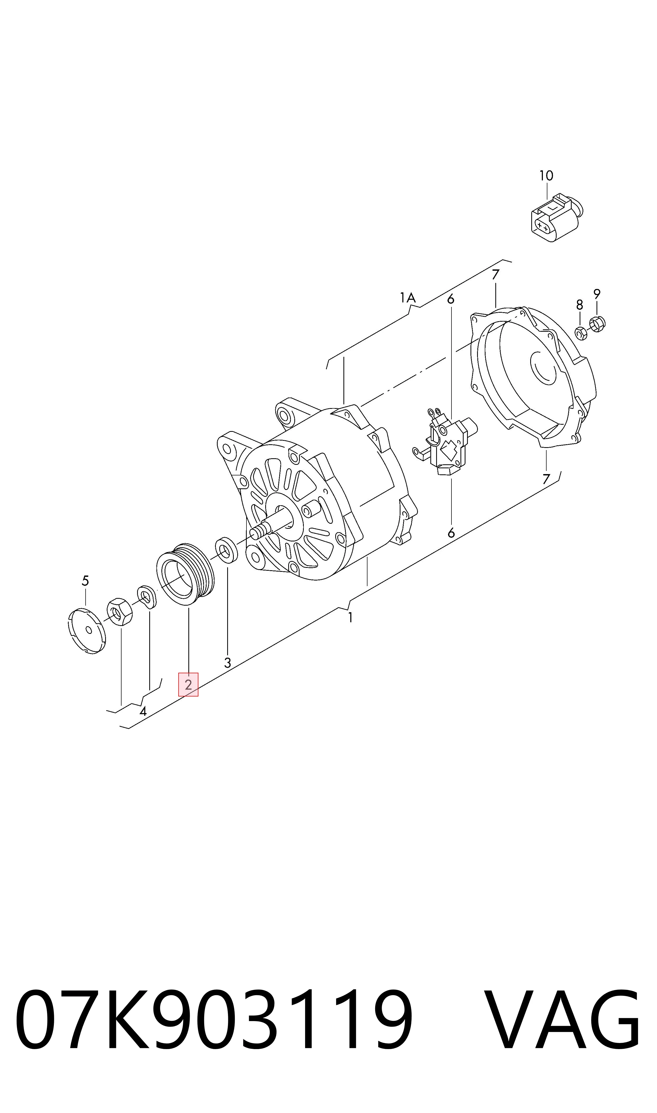 07K903119 VAG Koło pasowe alternatora