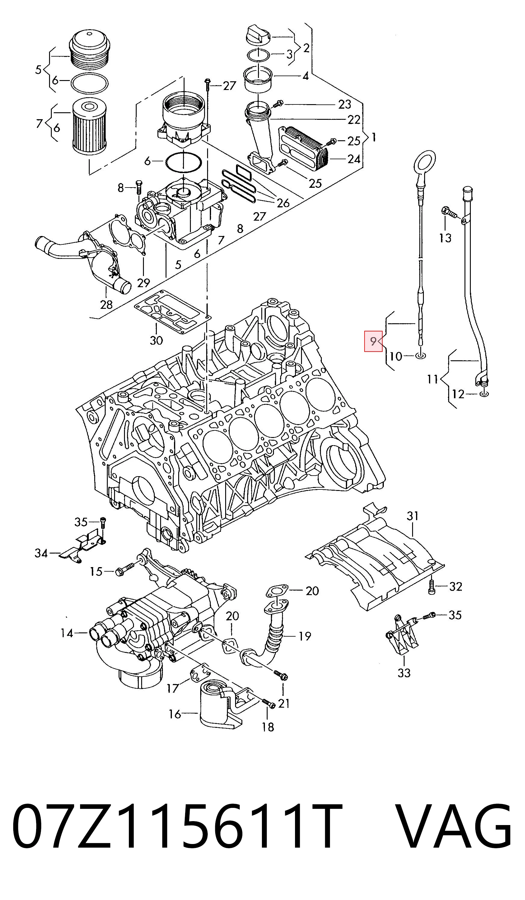 07Z115611T VAG Bagnet poziomu oleju w silniku