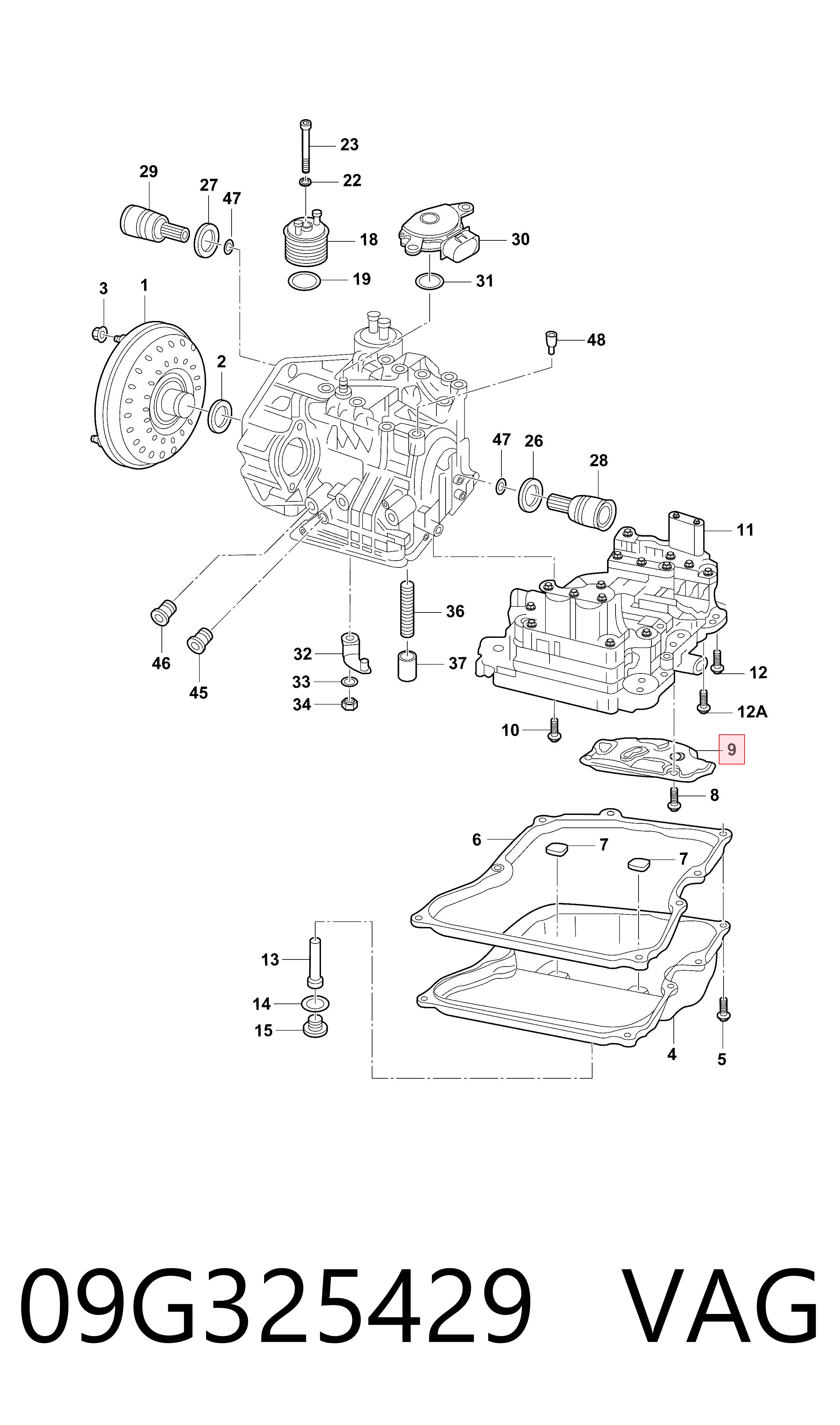 Do koszyka 09G325429 VAG Filtr automatycznej skrzyni biegów