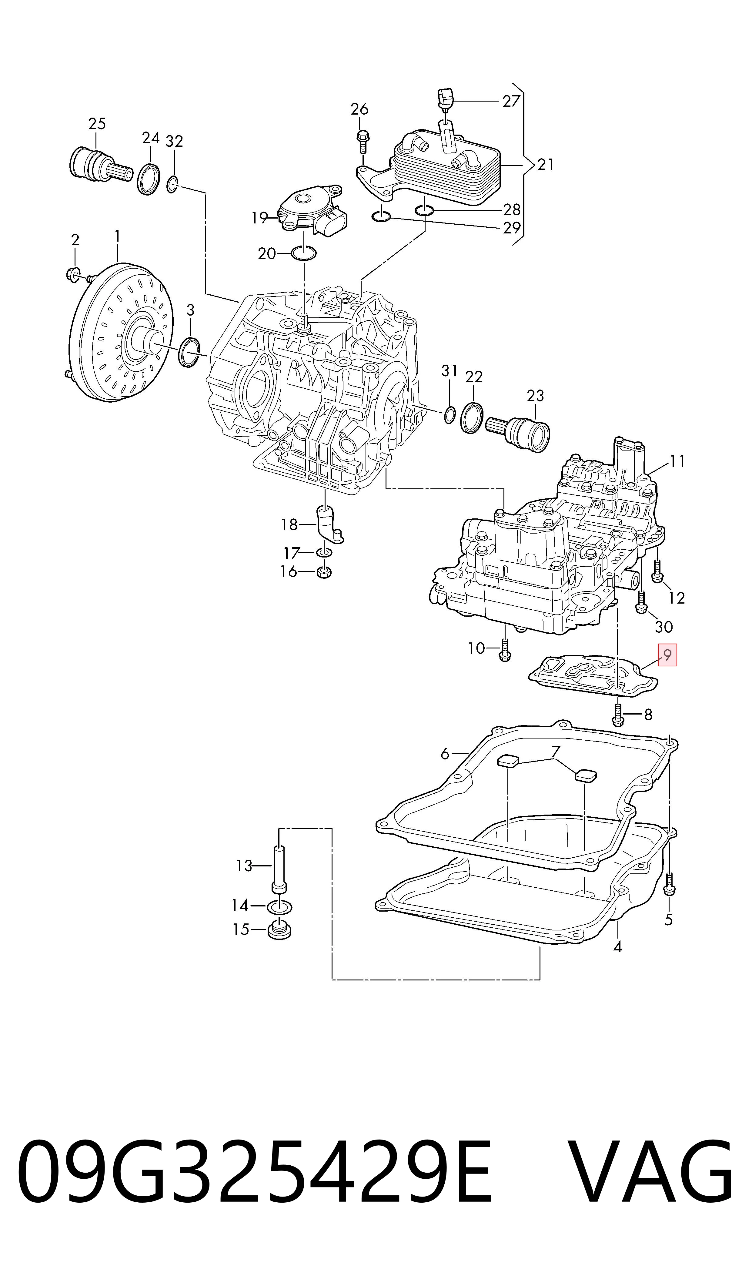 Do koszyka 09G325429E VAG Filtr automatycznej skrzyni biegów