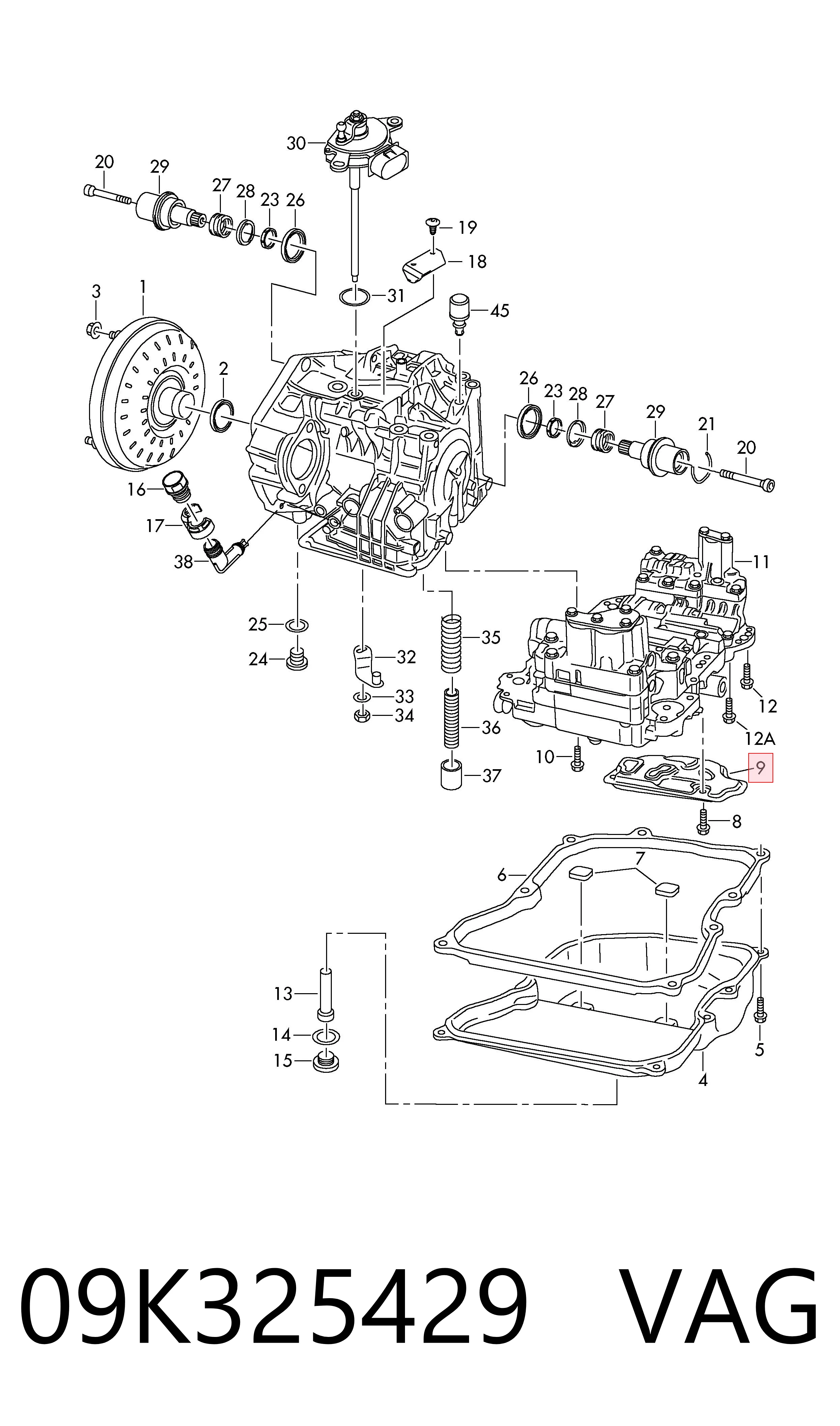 Filtr automatycznej skrzyni biegów VAG 09K325429 cena, od 19,96 USD