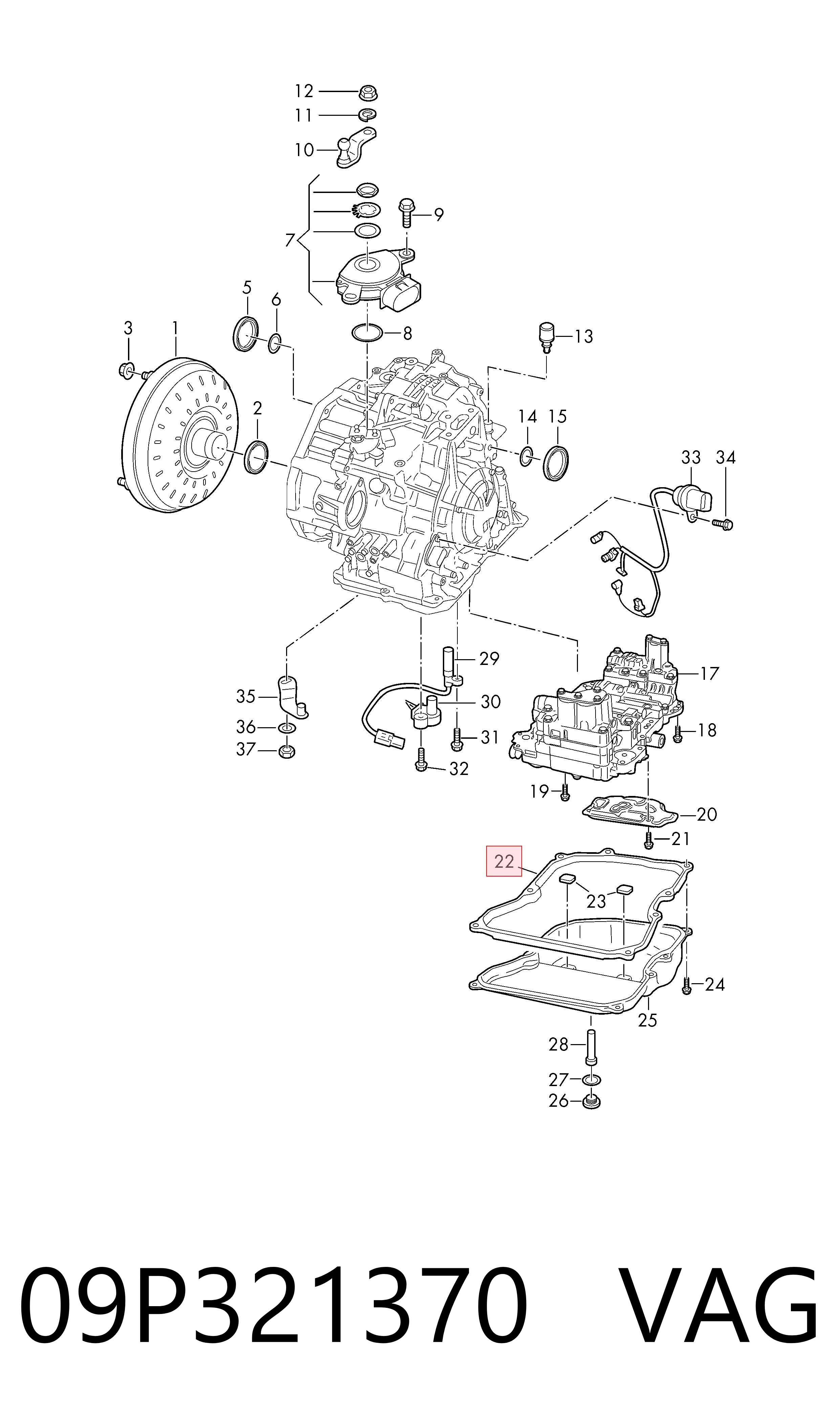 09P321370 VAG Uszczelka miski automatycznej/mechanicznej skrzyni biegów