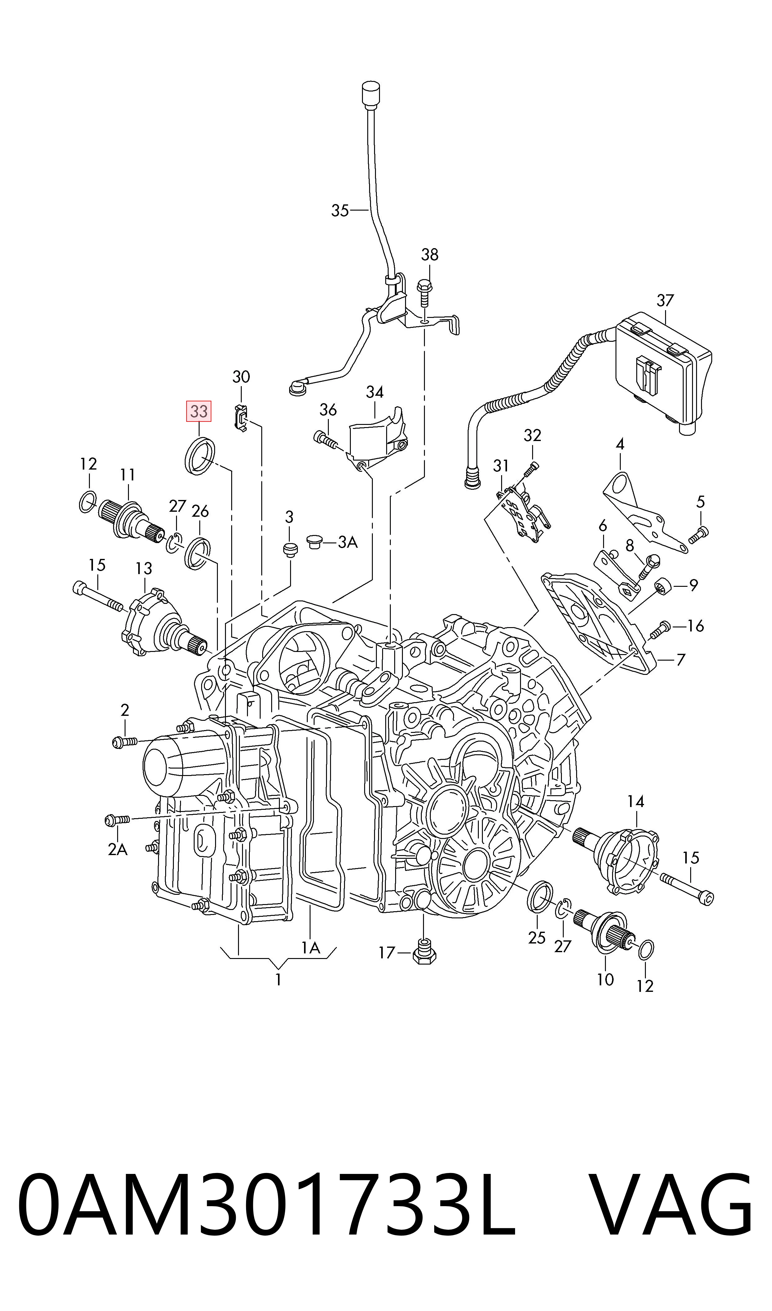 Uszczelniacz automatycznej/mechanicznej skrzyni biegów (wał-koła zębate) VAG 0AM301733L cena, od 8,80 USD