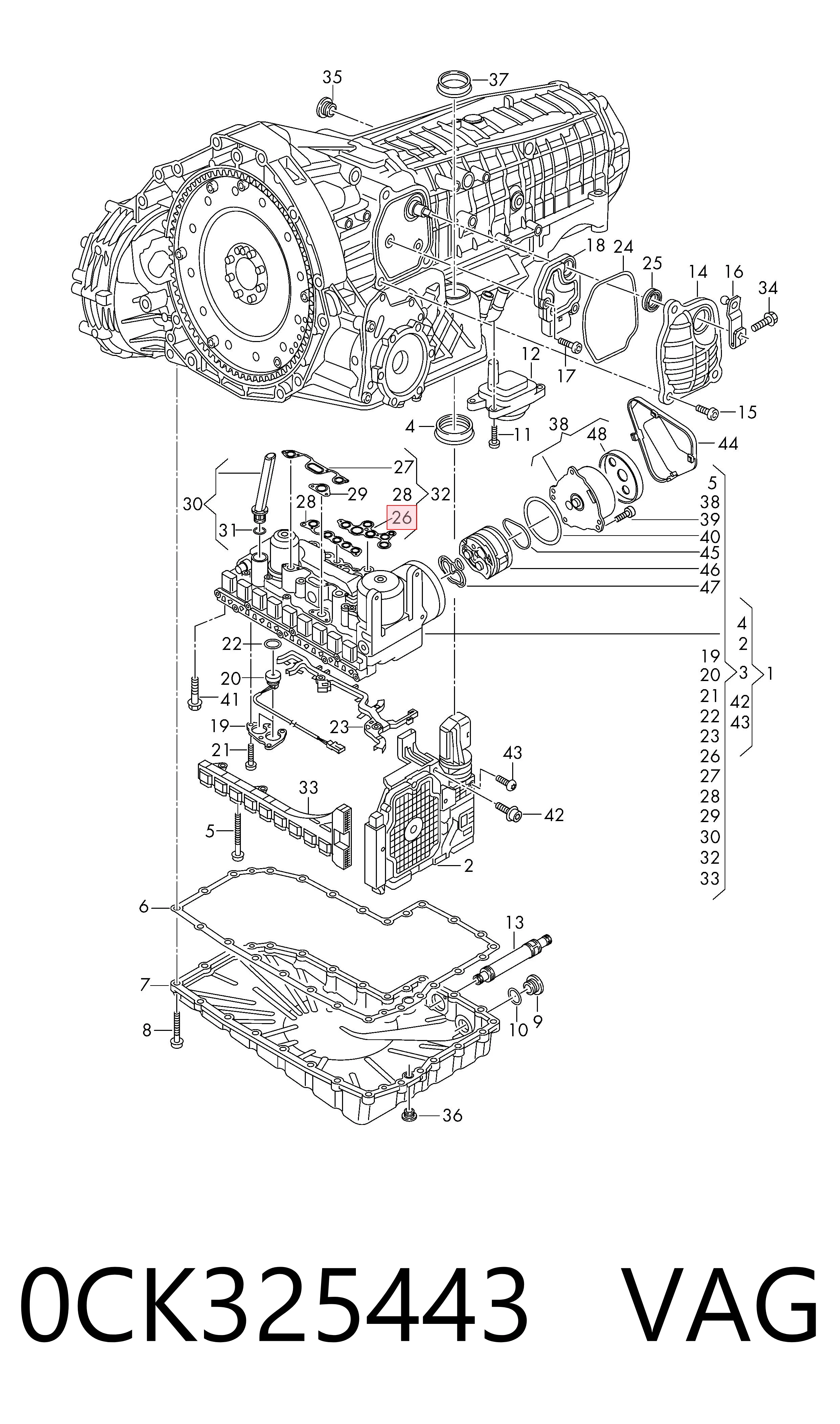 0CK325443 VAG Uszczelka bloku hydraulicznego skrzyni automatycznej