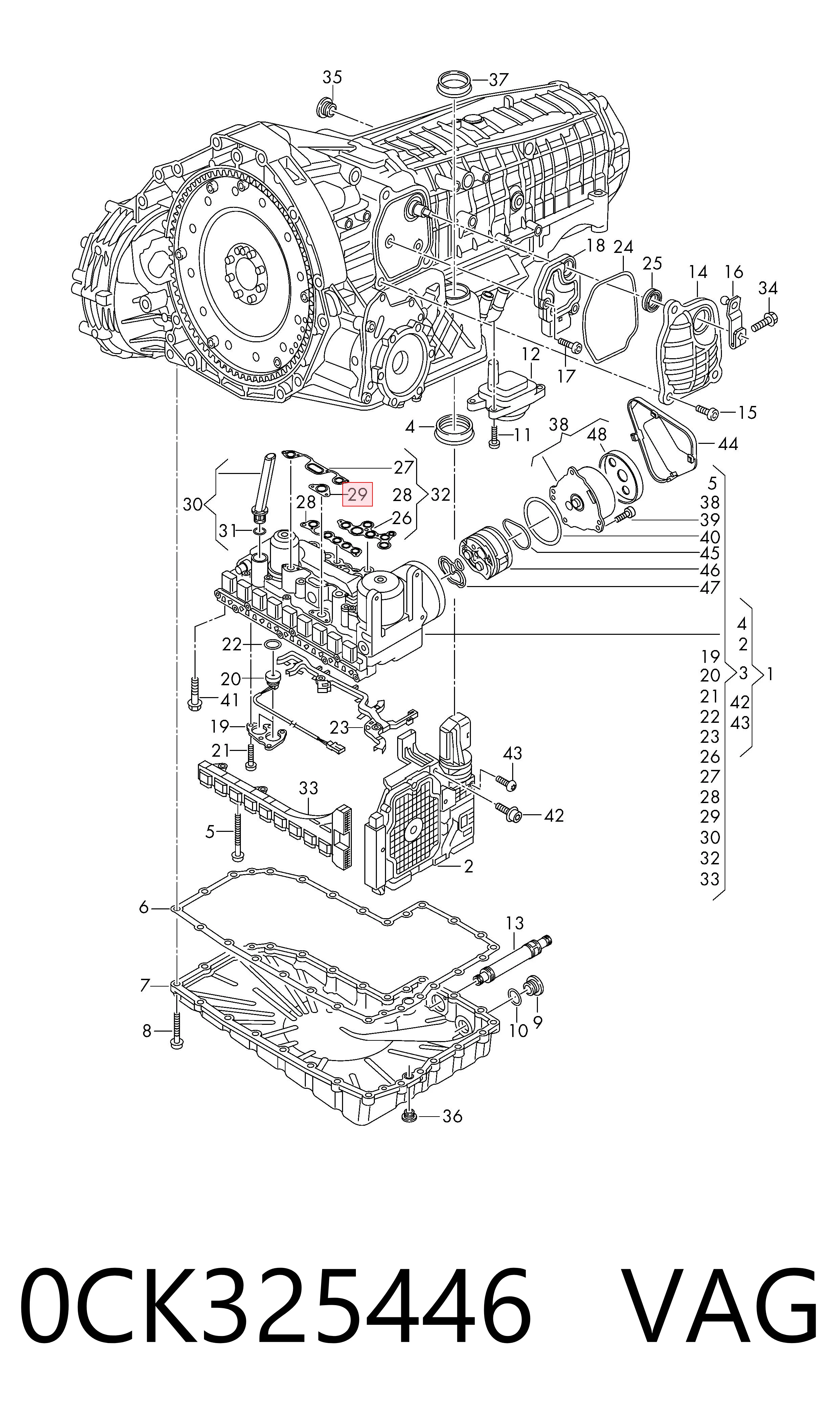 0CK325446 VAG Uszczelka bloku hydraulicznego skrzyni automatycznej