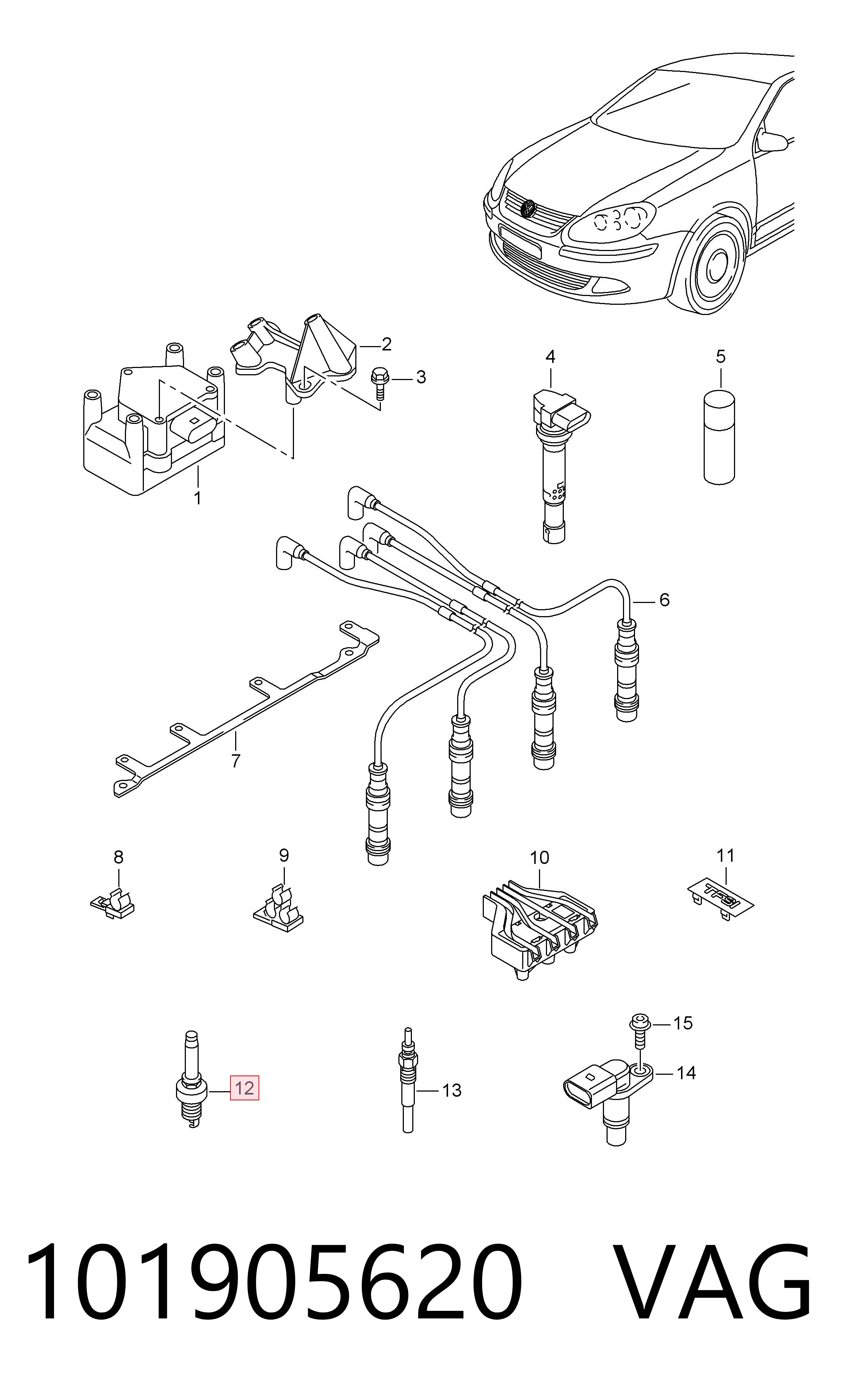 Świeca zapłonowa VAG 101905620 cena, od 16,55 USD