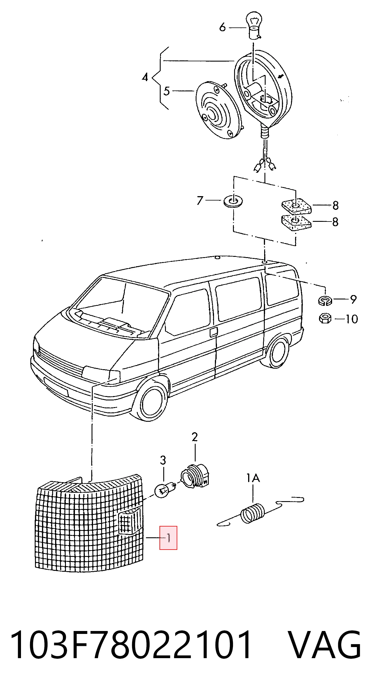 Do koszyka Kierunkowskaz lewy Volkswagen Transporter T4 70B, 70C, 7DB, 7DK, 70J, 70K, 7DC, 7DJ