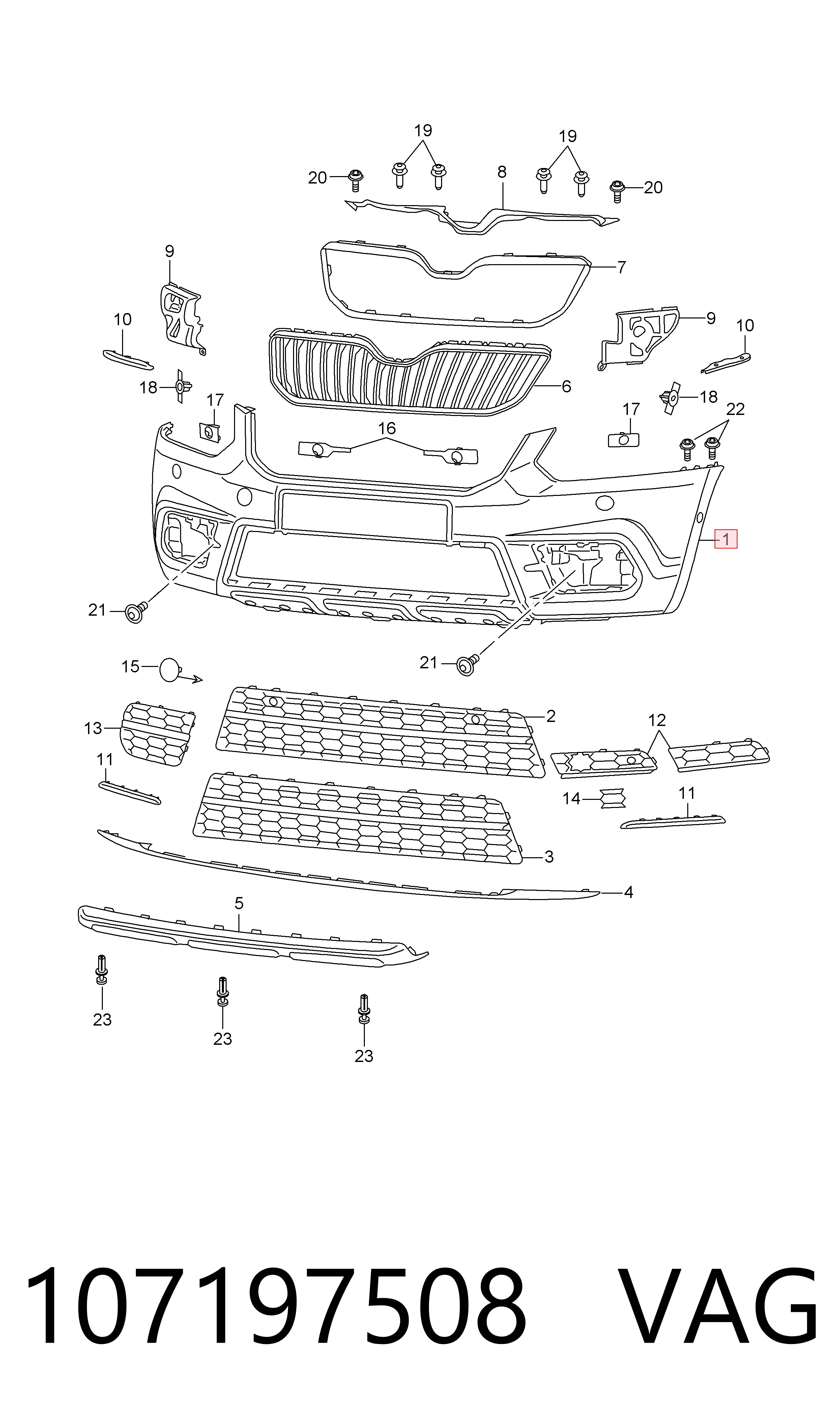 Zderzak przedni Skoda Yeti SUV (5L) (2009 - 2017) cena, od 35,09 USD