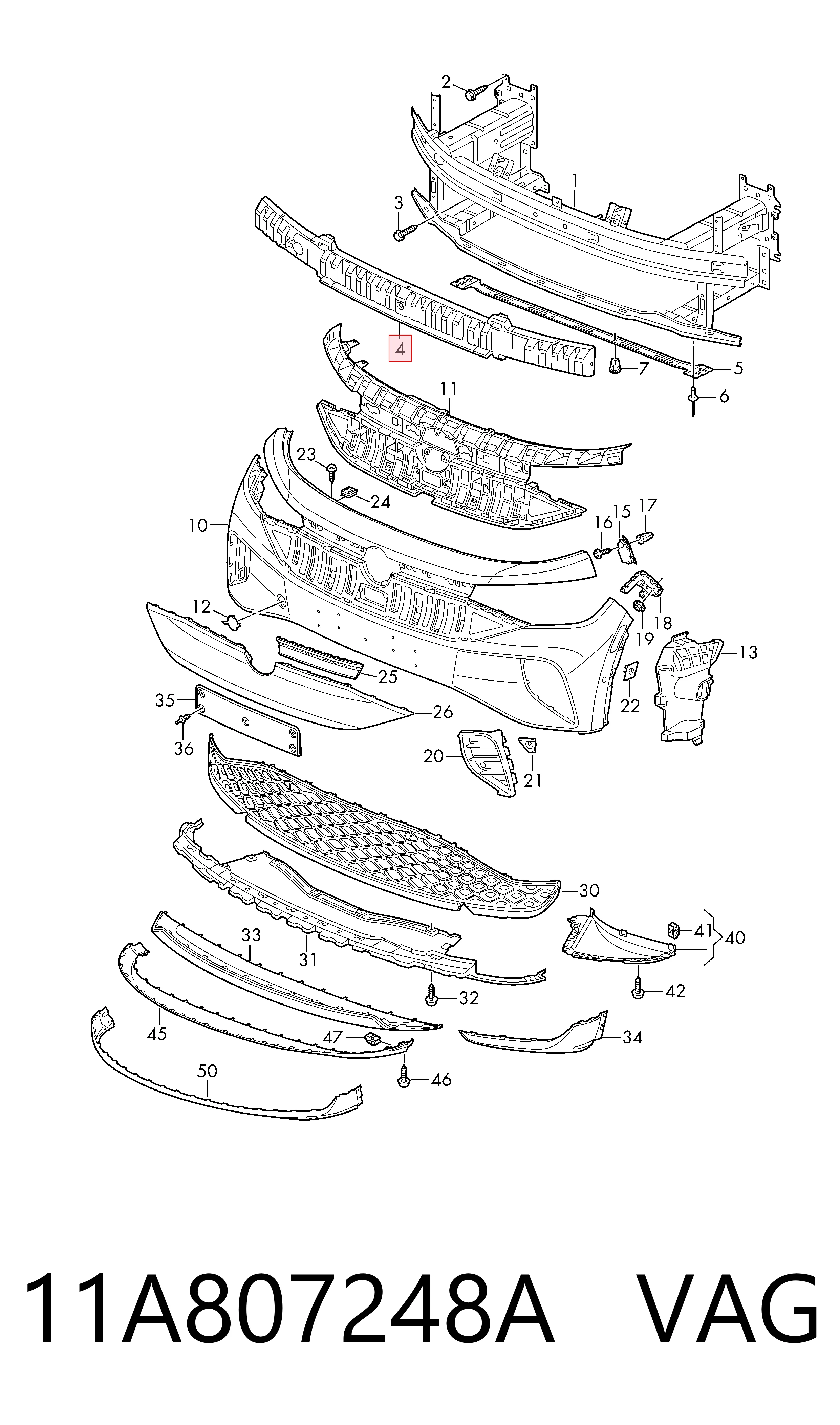 11A807248A VAG Absorber (wypełniacz) zderzaka przedniego