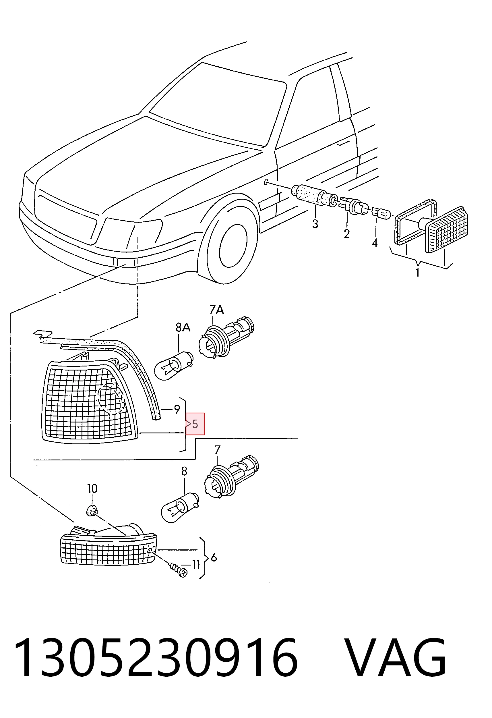 Kierunkowskaz lewy Audi 80 B3