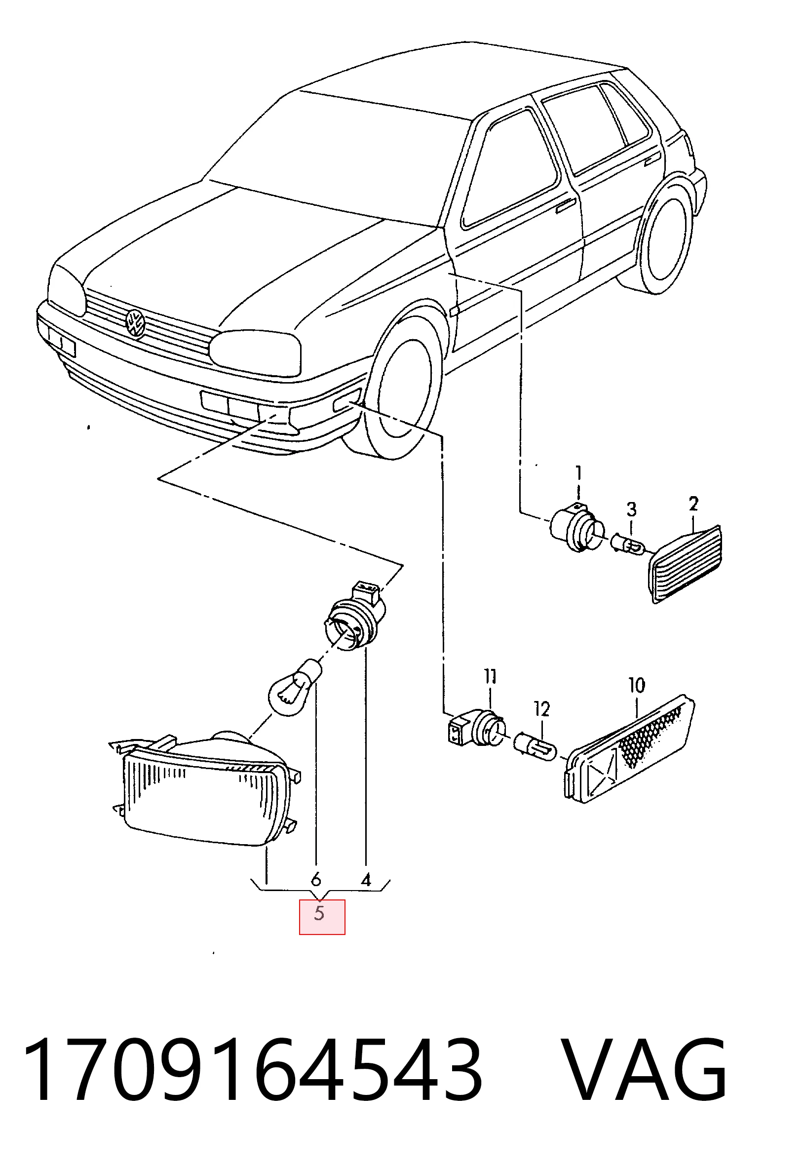 Kierunkowskaz prawy do Volkswagen Golf III 1E7