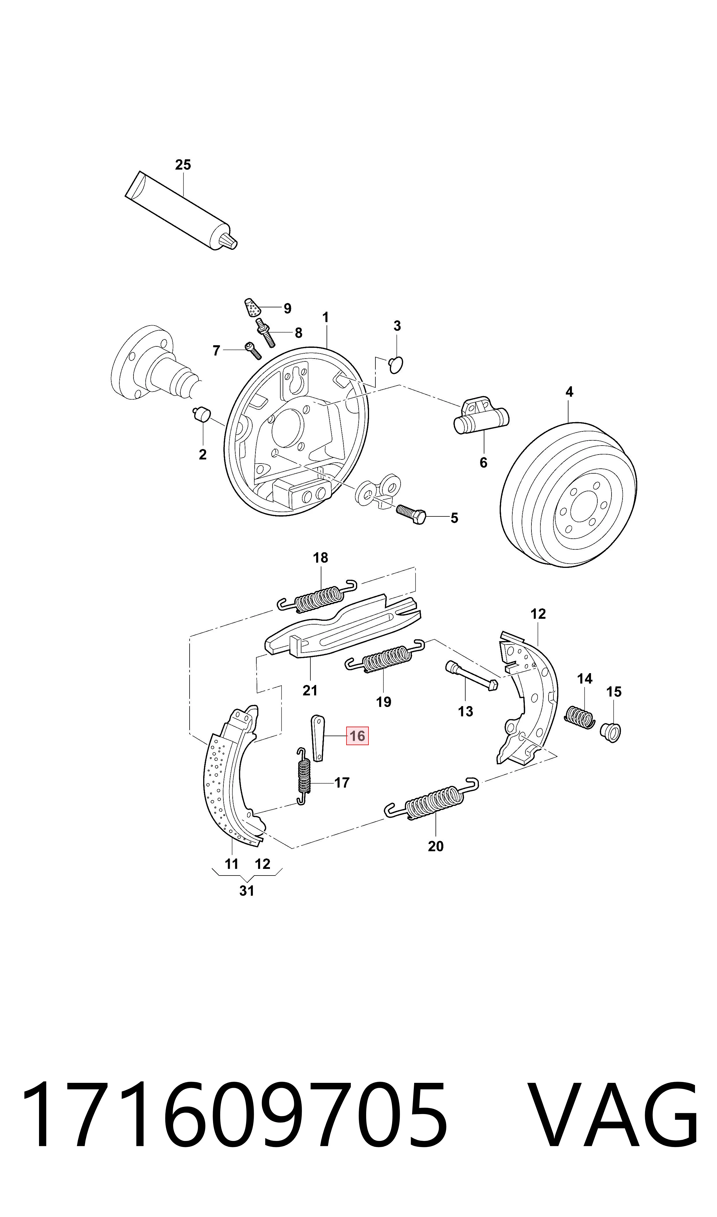 Regulator tylnego bębna hamulcowego VAG 171609705 cena, od 3,86 USD