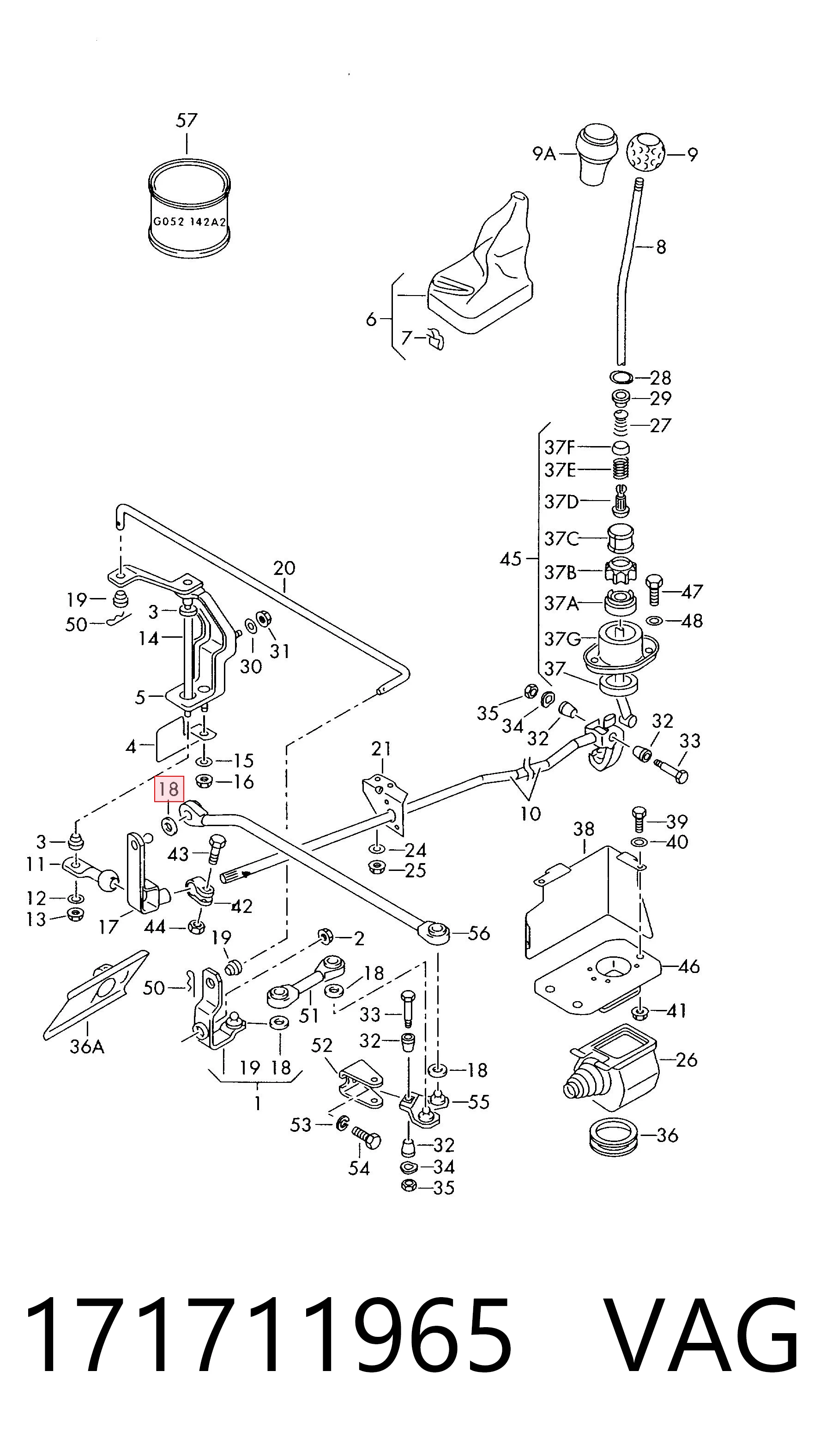 171711965 VAG Tuleja mechanizmu zmiany biegów
