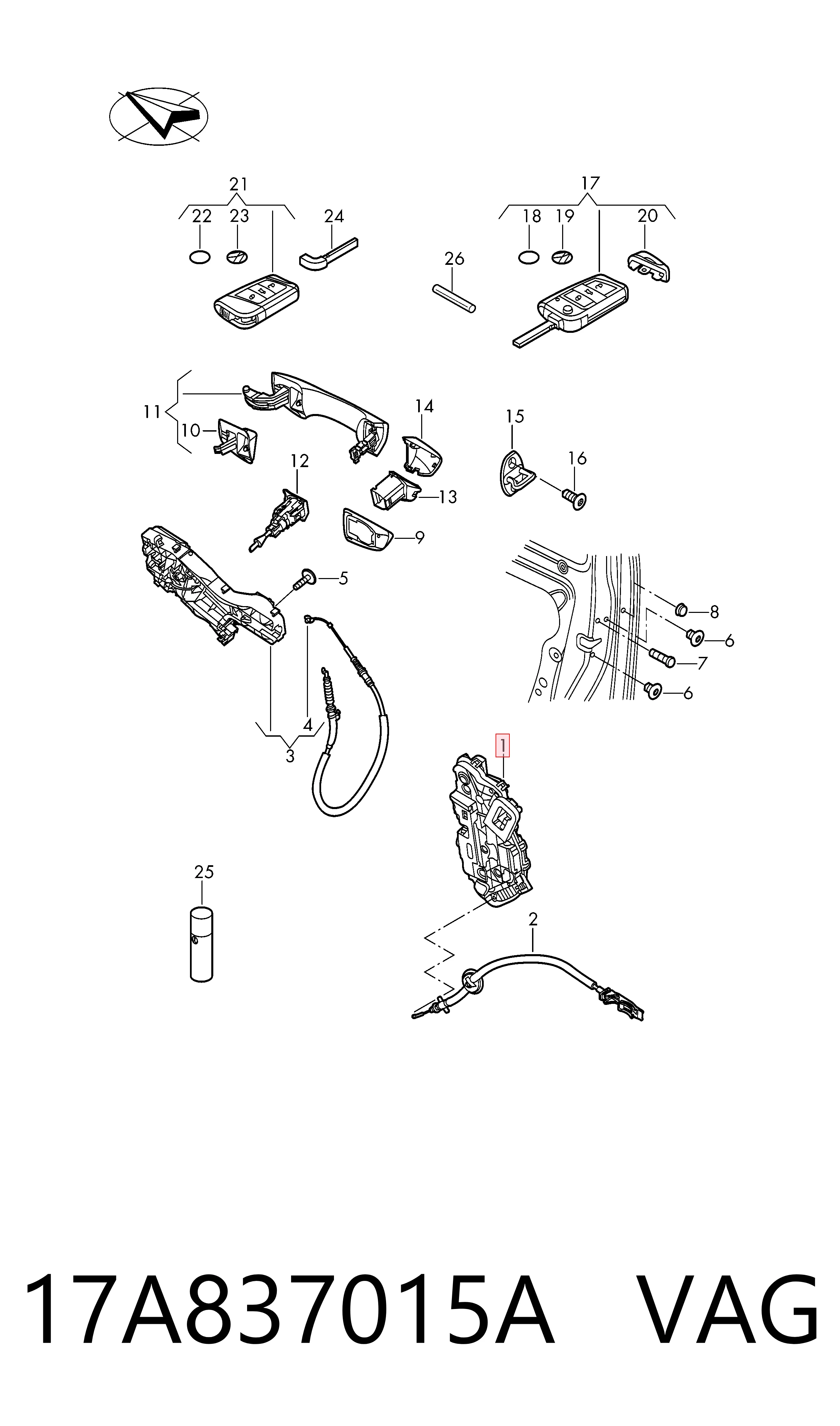 Zamek drzwi przednich lewych Volkswagen Jetta VII sedana (BU3, BU4) (2017 - 2026) cena, od 112,84 USD