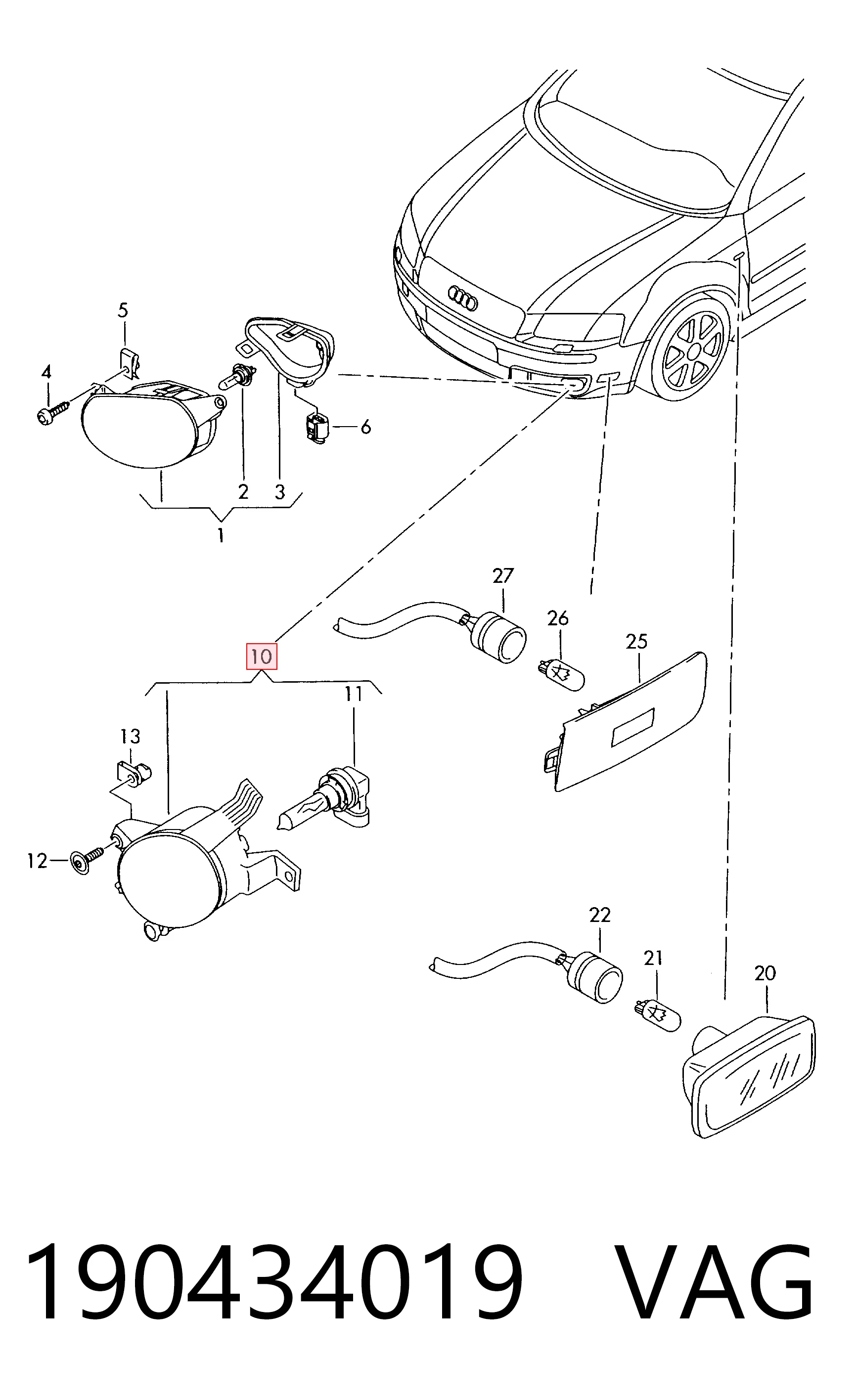 Lampa przeciwmgielna lewa Audi A4 B7 sedana (8EC) (2004 - 2008) cena, od 41,38 USD