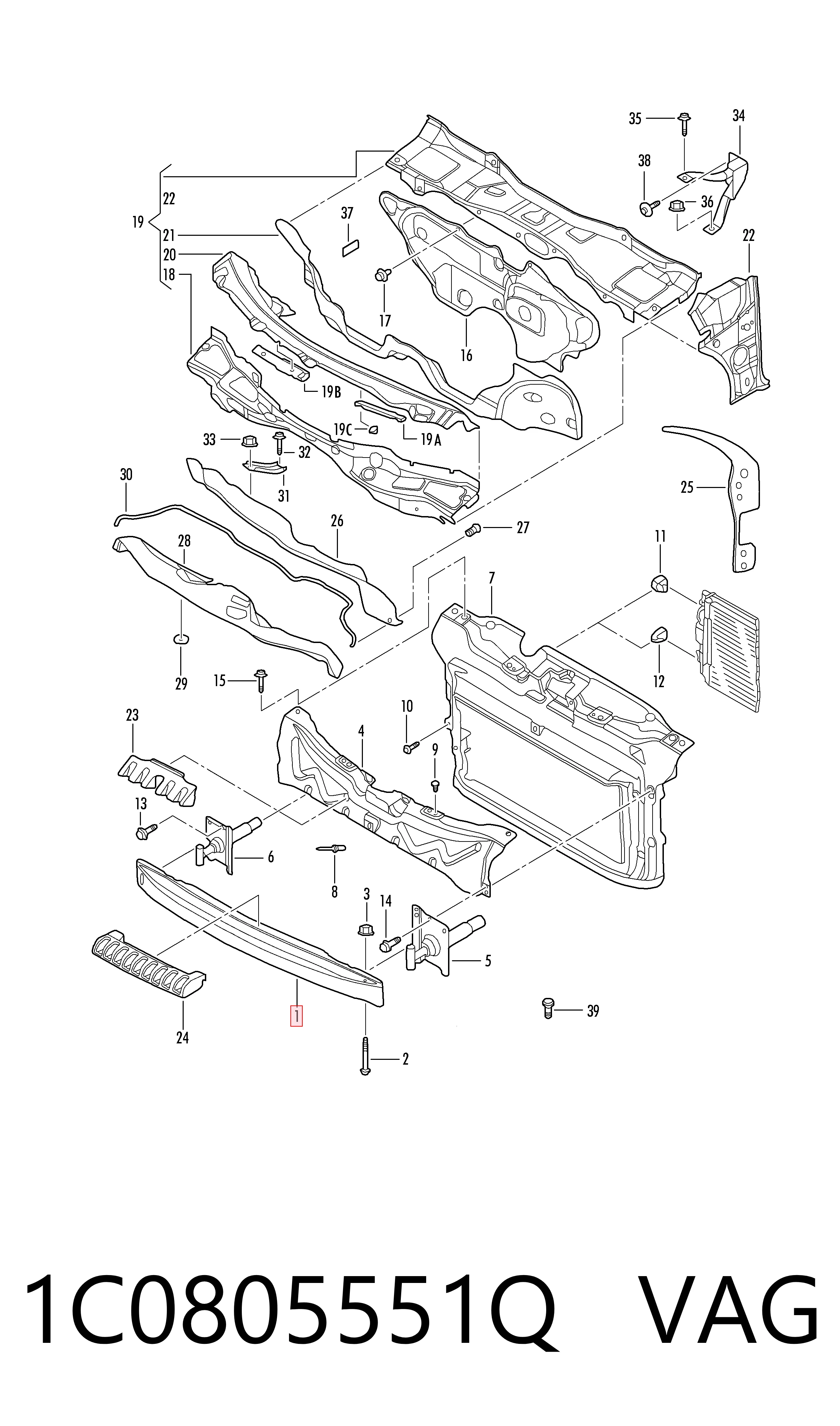 Wzmocnienie zderzaka przedniego Volkswagen Beetle hatchback (9C1, 1C1, 9G1) (1998 - 2010) cena, od 27,03 USD